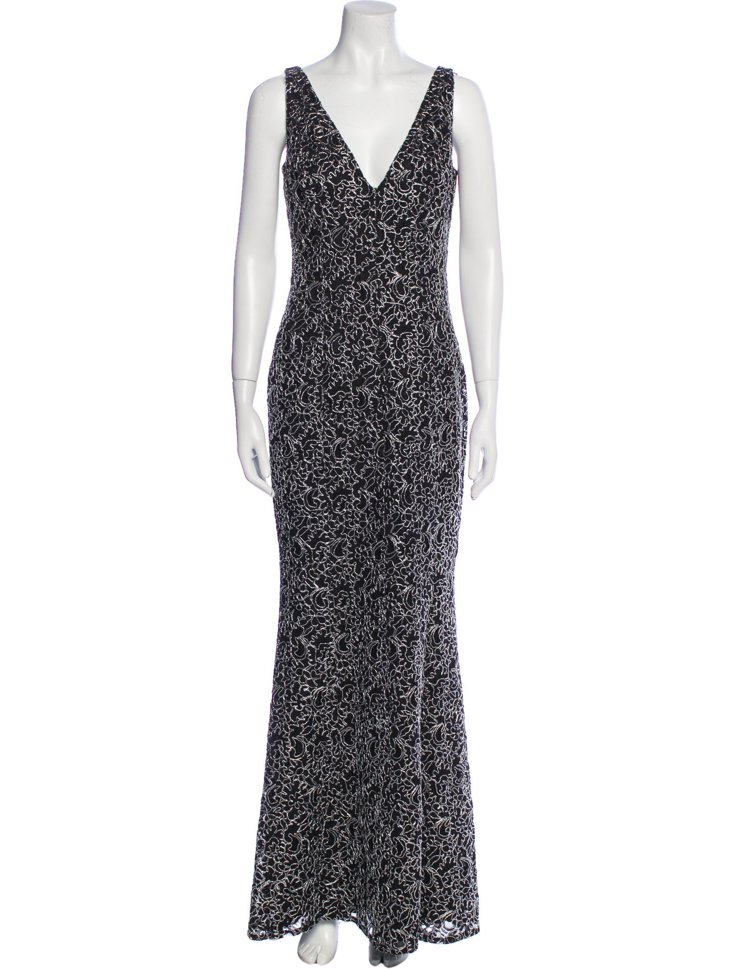 Carmen Marc Valvo Printed Long Dress w/ Tags
