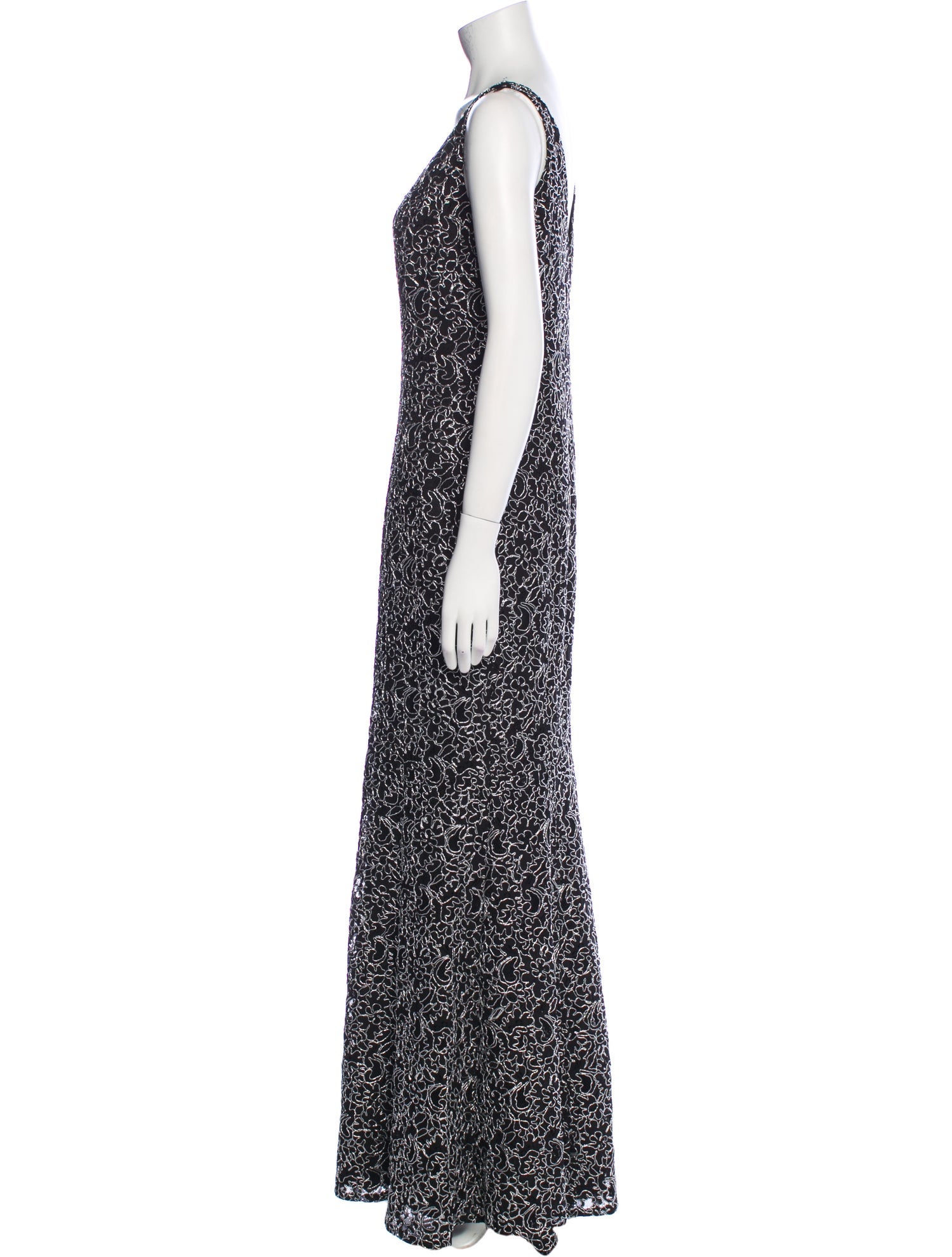 Carmen Marc Valvo Printed Long Dress w/ Tags