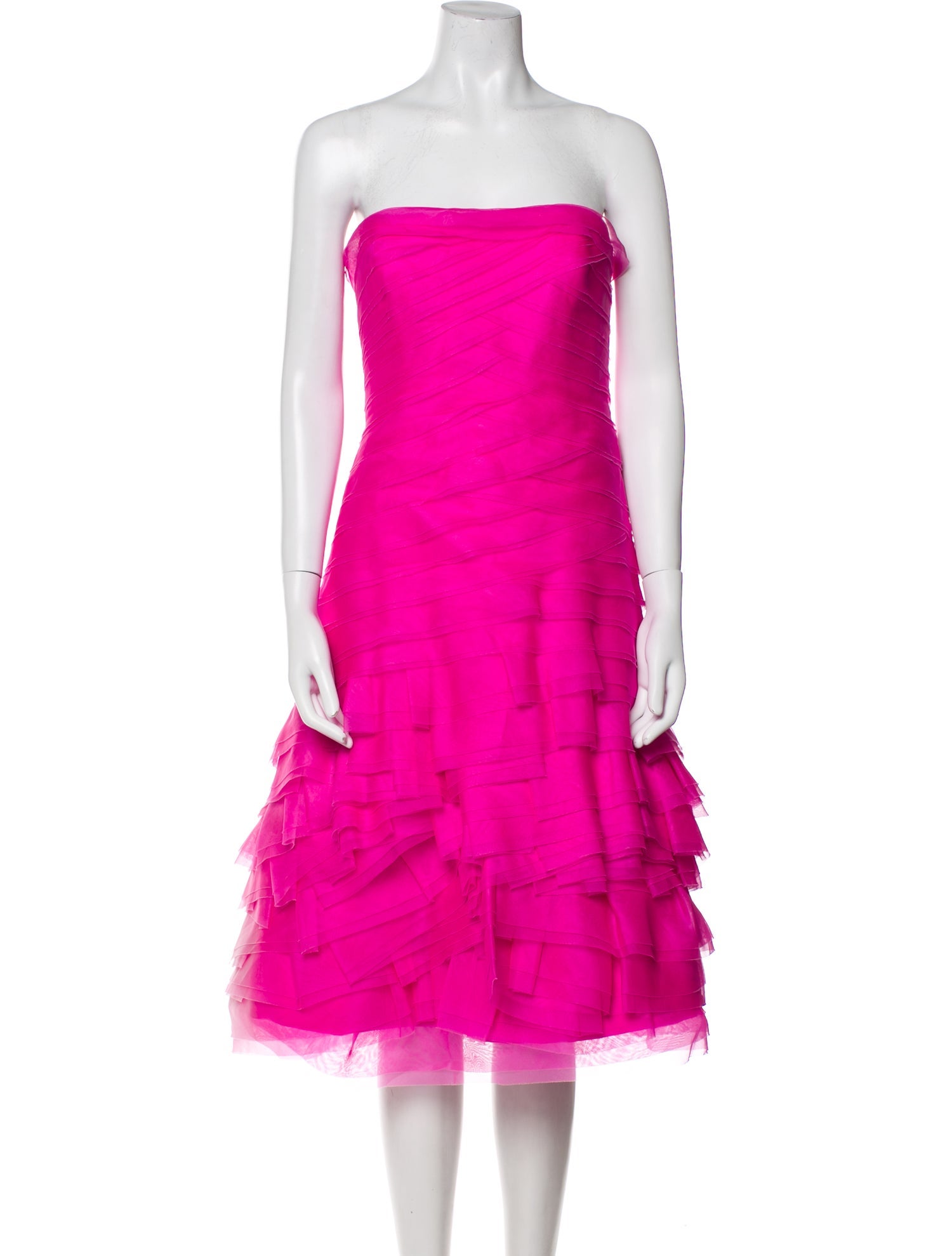 Carmen Marc Valvo Silk Knee-Length Dress