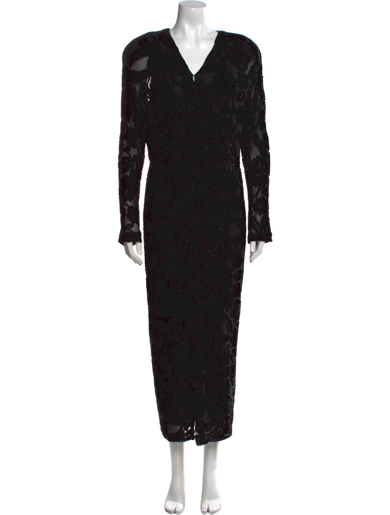 Carmen Marc Valvo Lace Pattern Long Dress