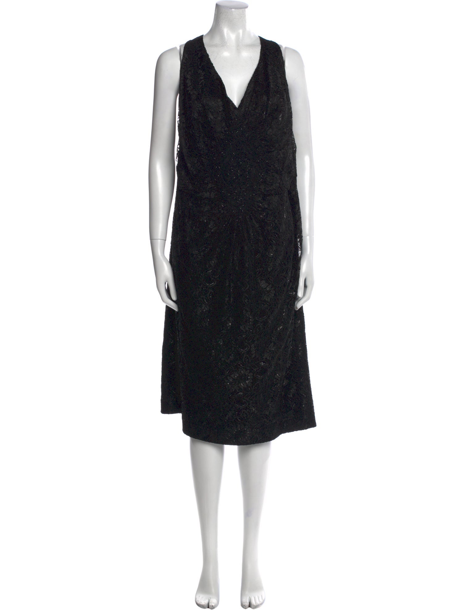 Carmen Marc Valvo V-Neck Midi Length Dress