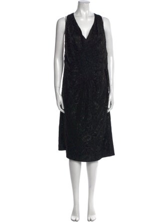 Carmen Marc Valvo V-Neck Midi Length Dress