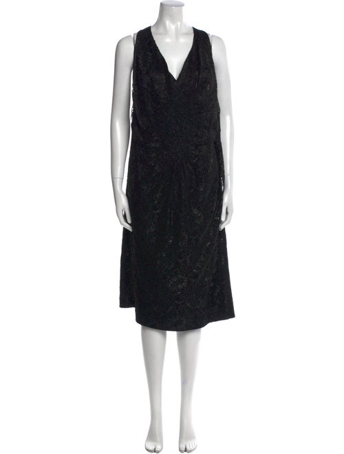 Carmen Marc Valvo V-Neck Midi Length Dress