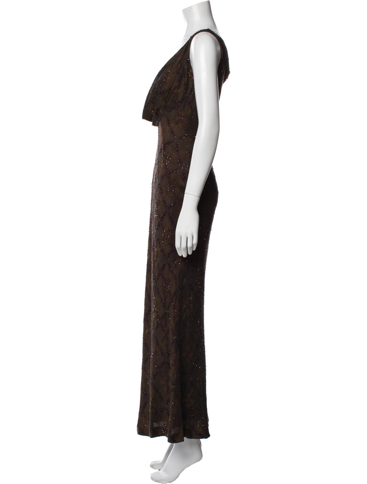 Carmen Marc Valvo V-Neck Long Dress