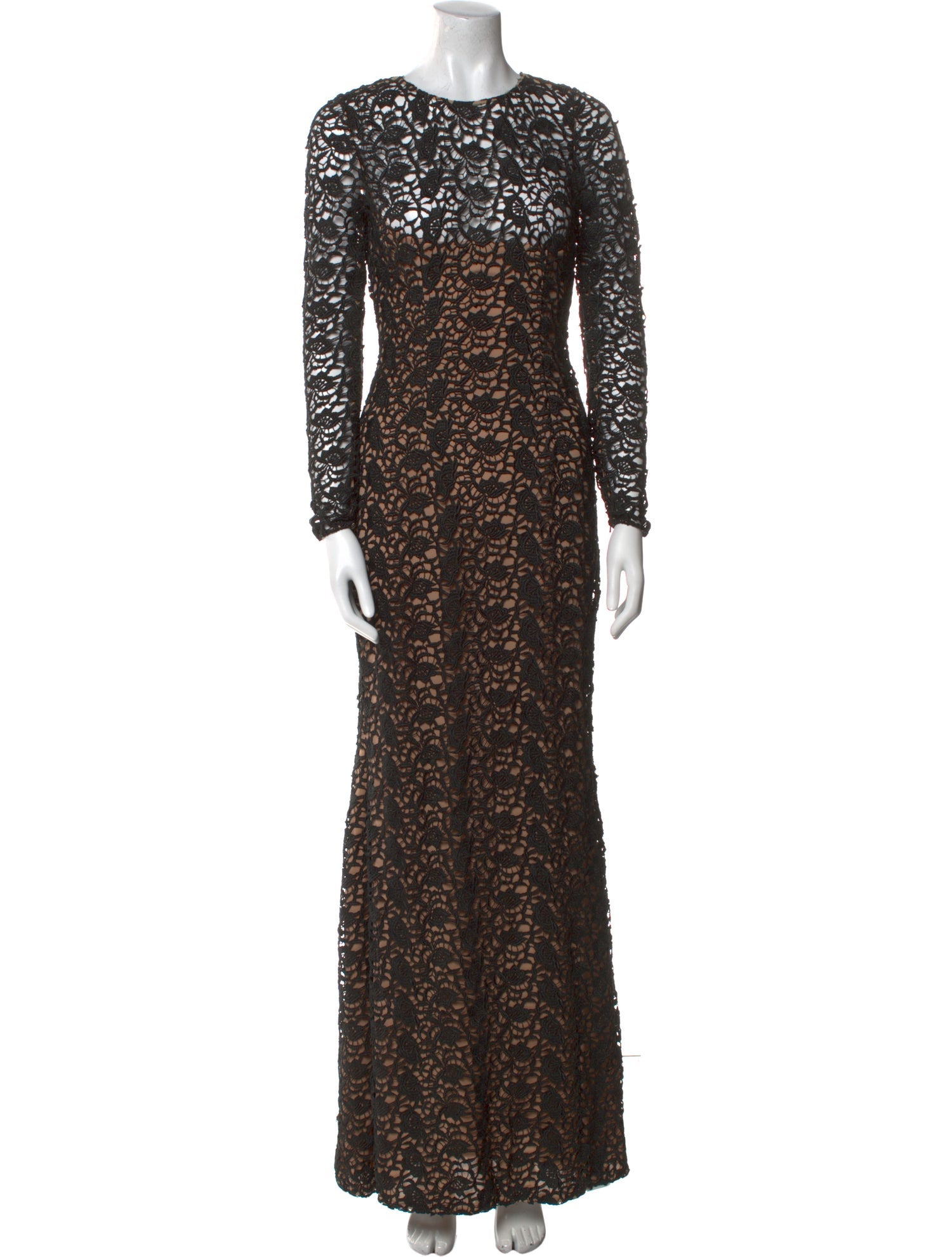 Carmen Marc Valvo Lace Pattern Long Dress