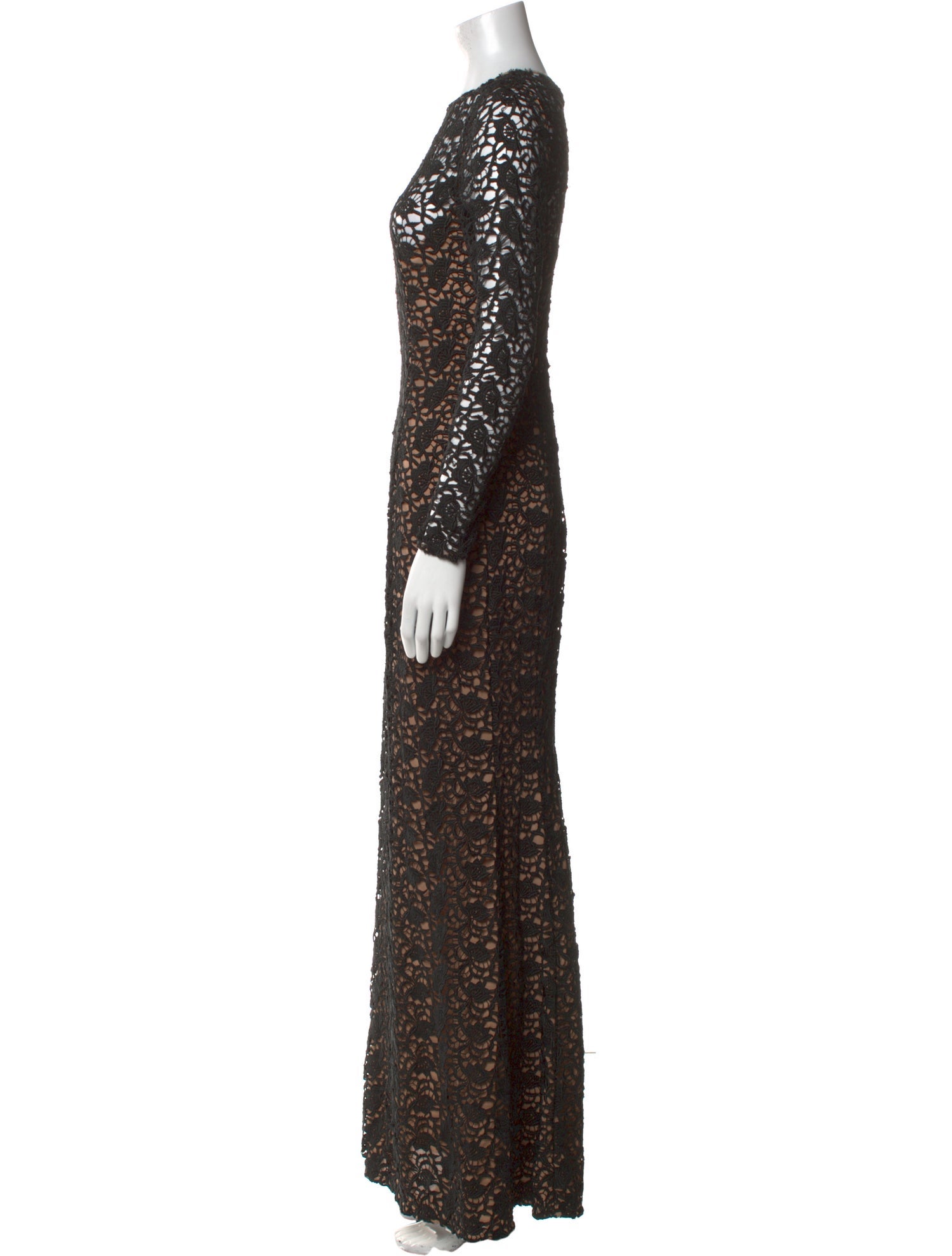 Carmen Marc Valvo Lace Pattern Long Dress