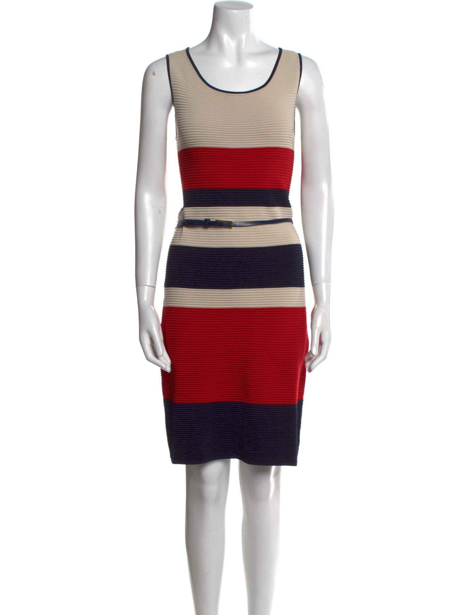 Carmen Marc Valvo Striped Knee-Length Dress
