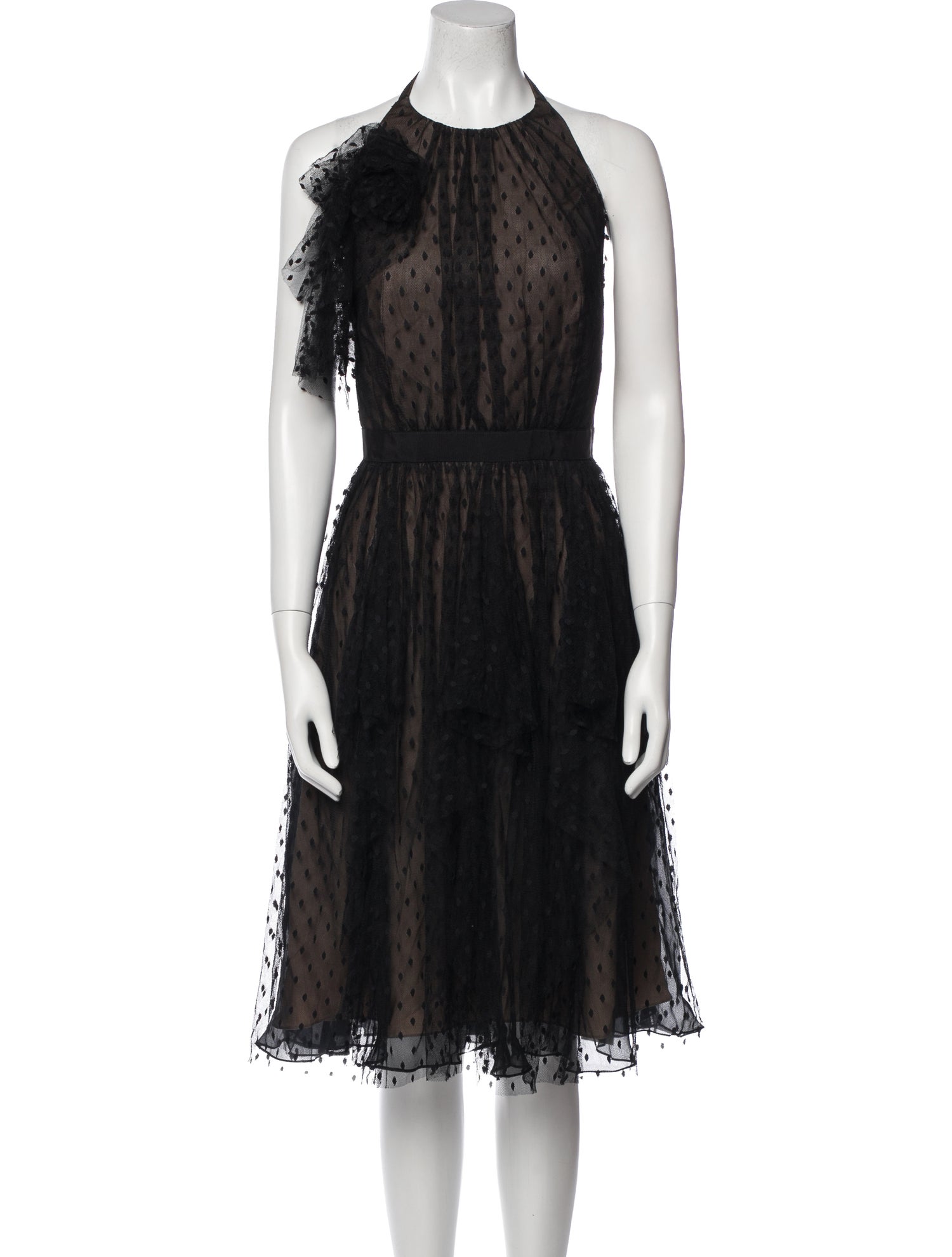 Carmen Marc Valvo Halterneck Midi Length Dress w/ Tags