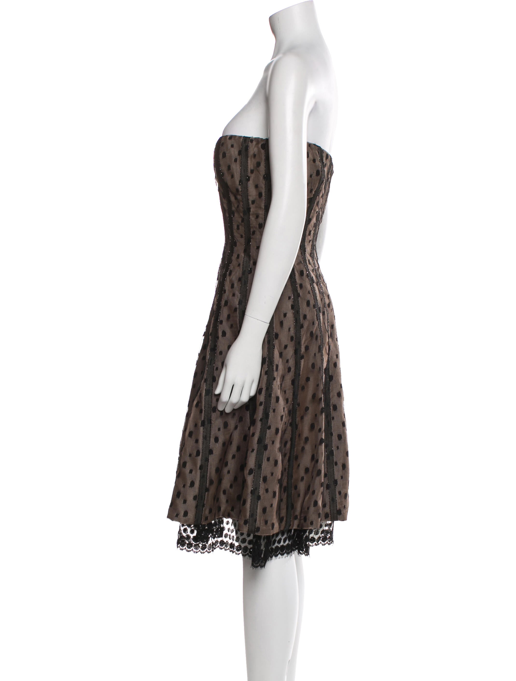 Carmen Marc Valvo Polka Dot Print Knee-Length Dress