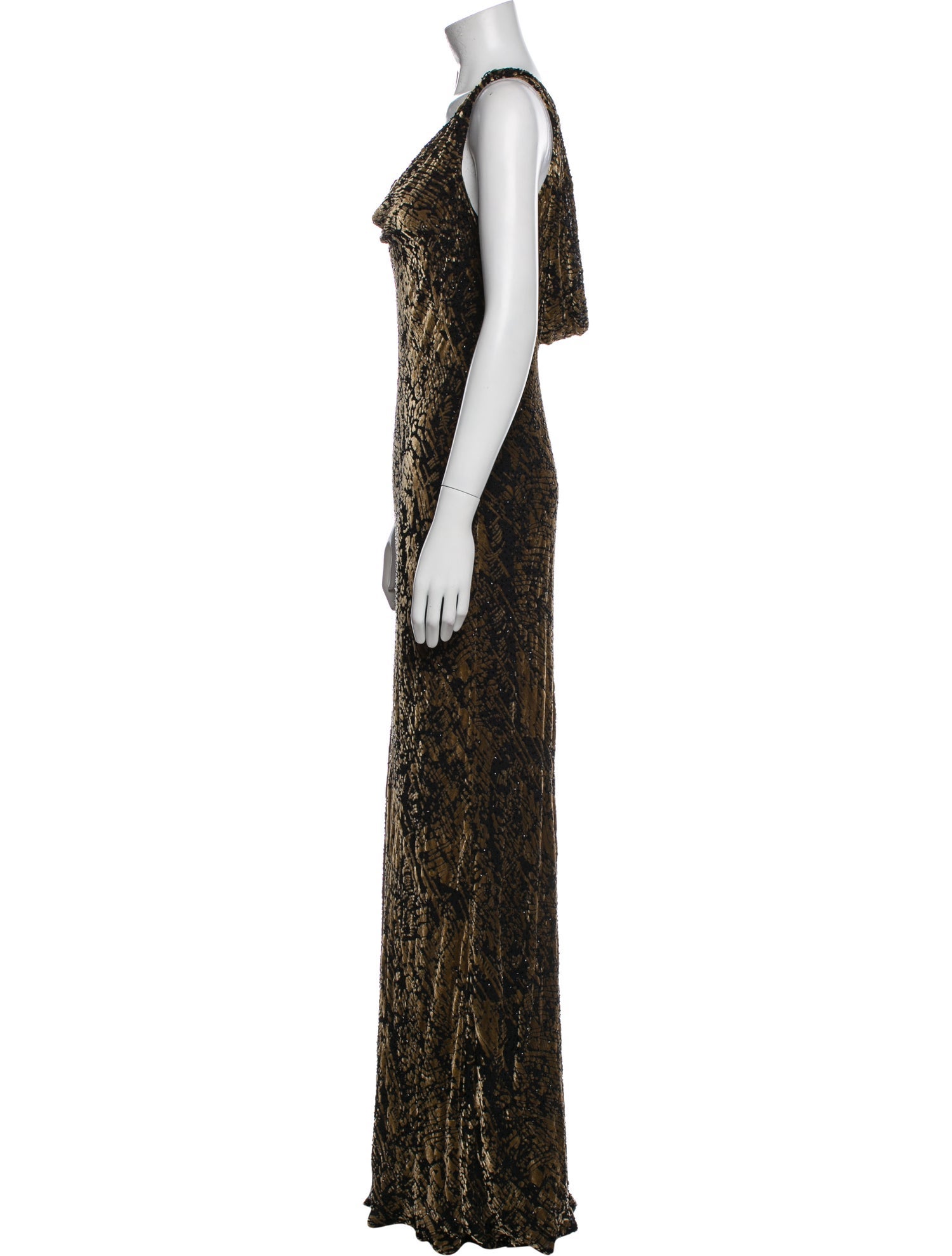 Carmen Marc Valvo Animal Print Long Dress
