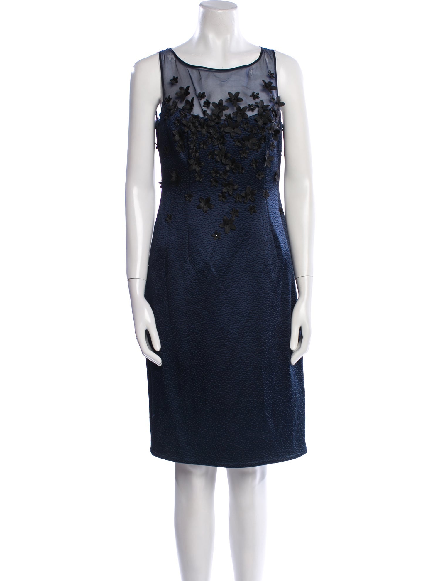 Carmen Marc Valvo Bateau Neckline Knee-Length Dress