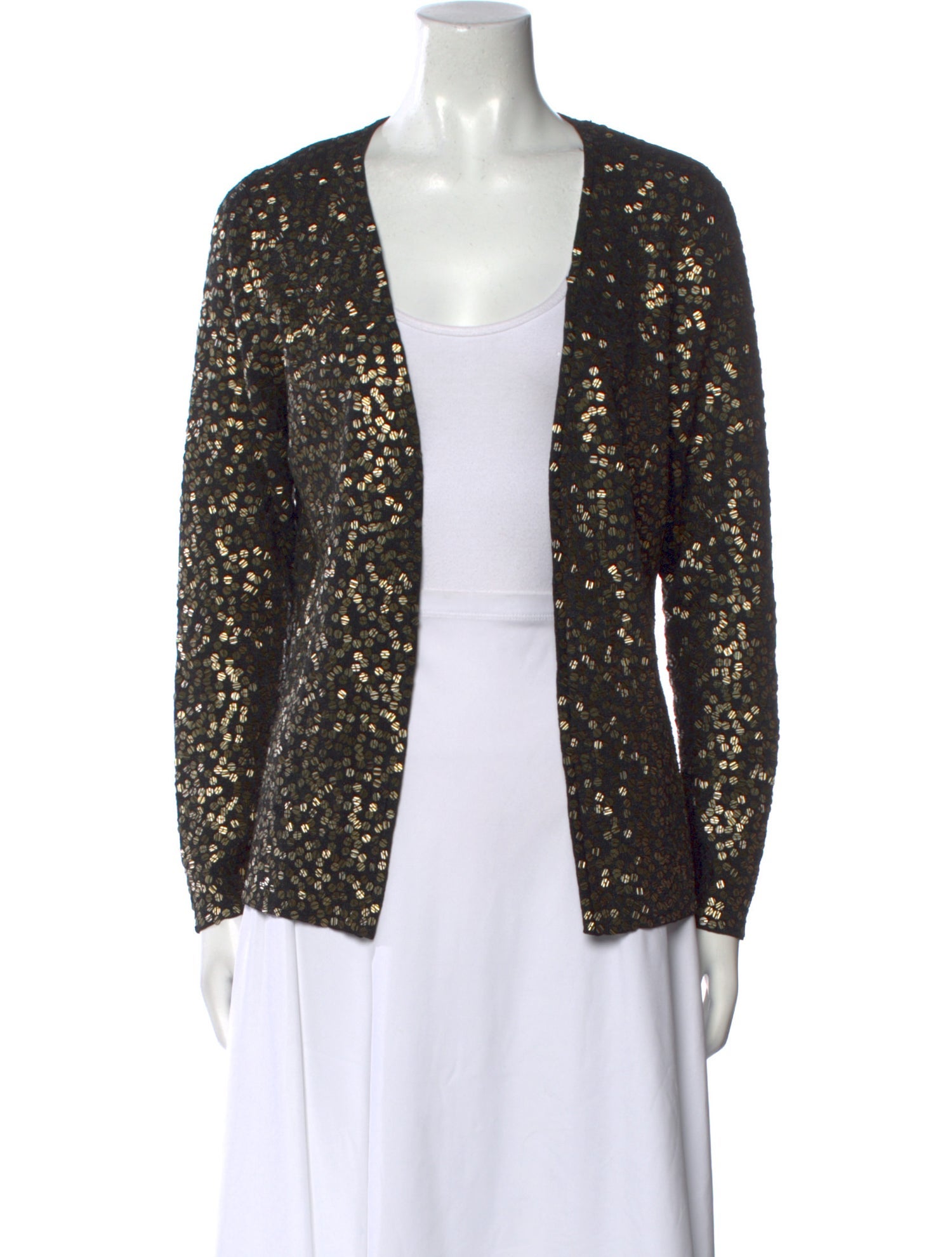 Carmen Marc Valvo Sequin Printed Sweater