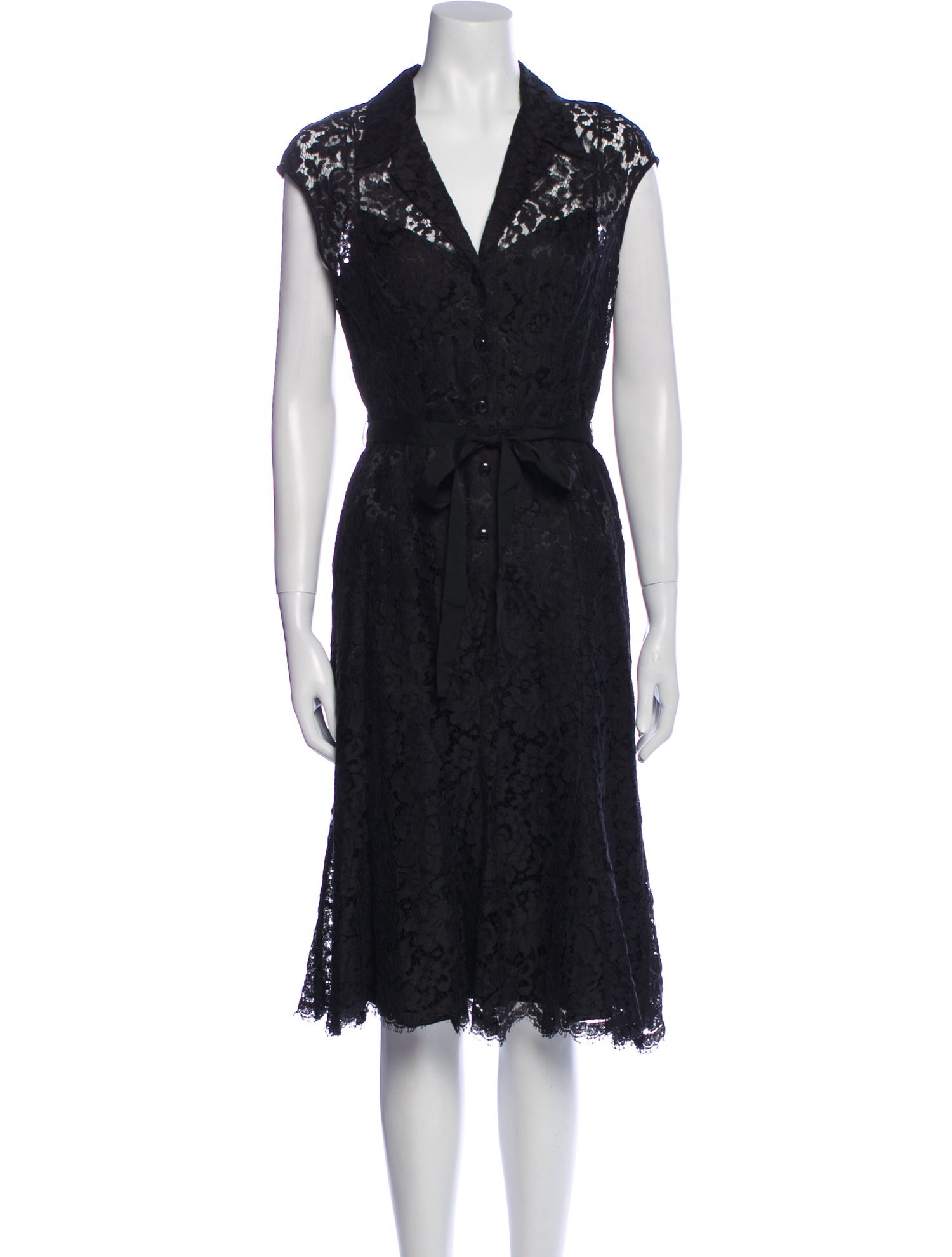 Carmen Marc Valvo Lace Pattern Midi Length Dress