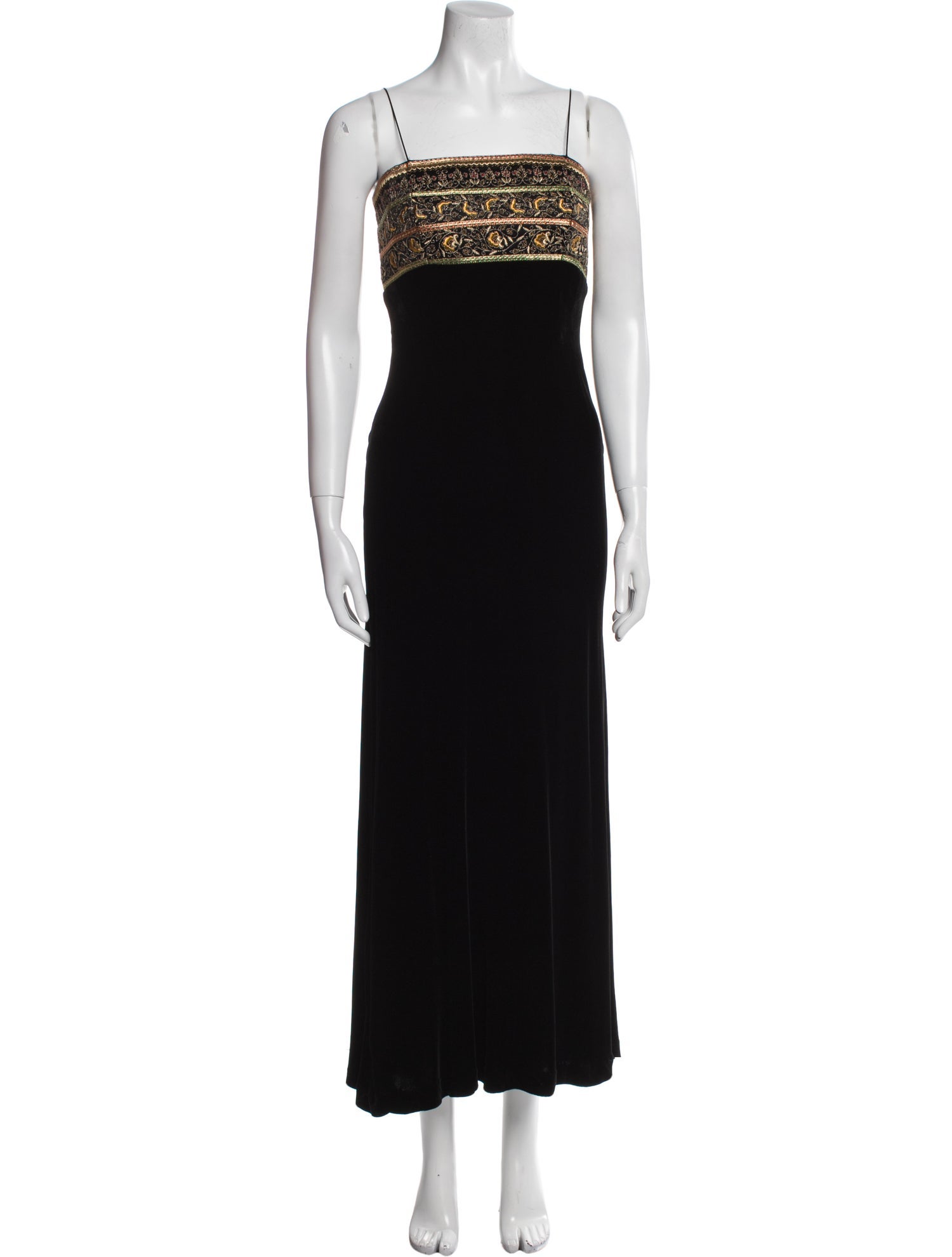 Carmen Marc Valvo Square Neckline Long Dress