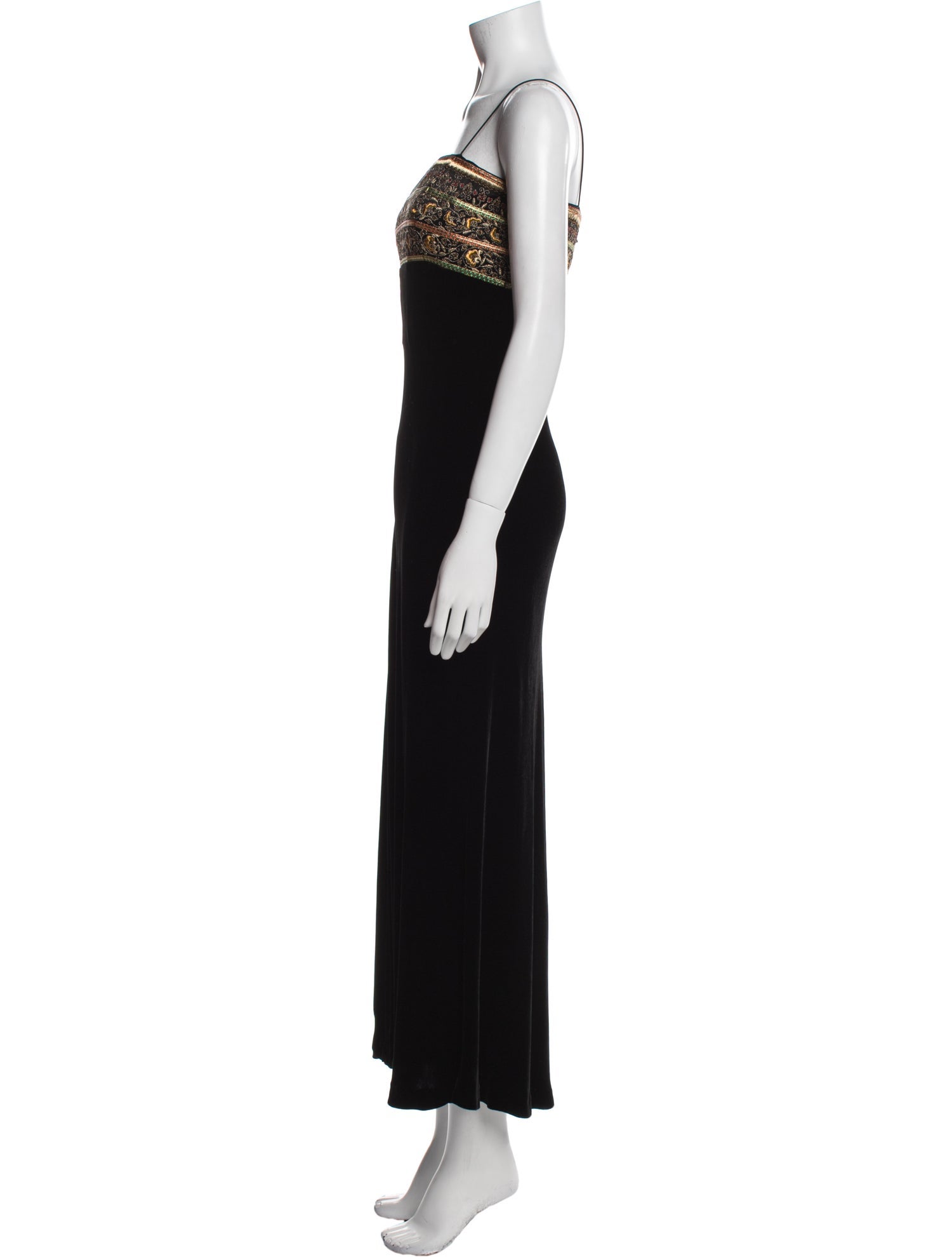 Carmen Marc Valvo Square Neckline Long Dress