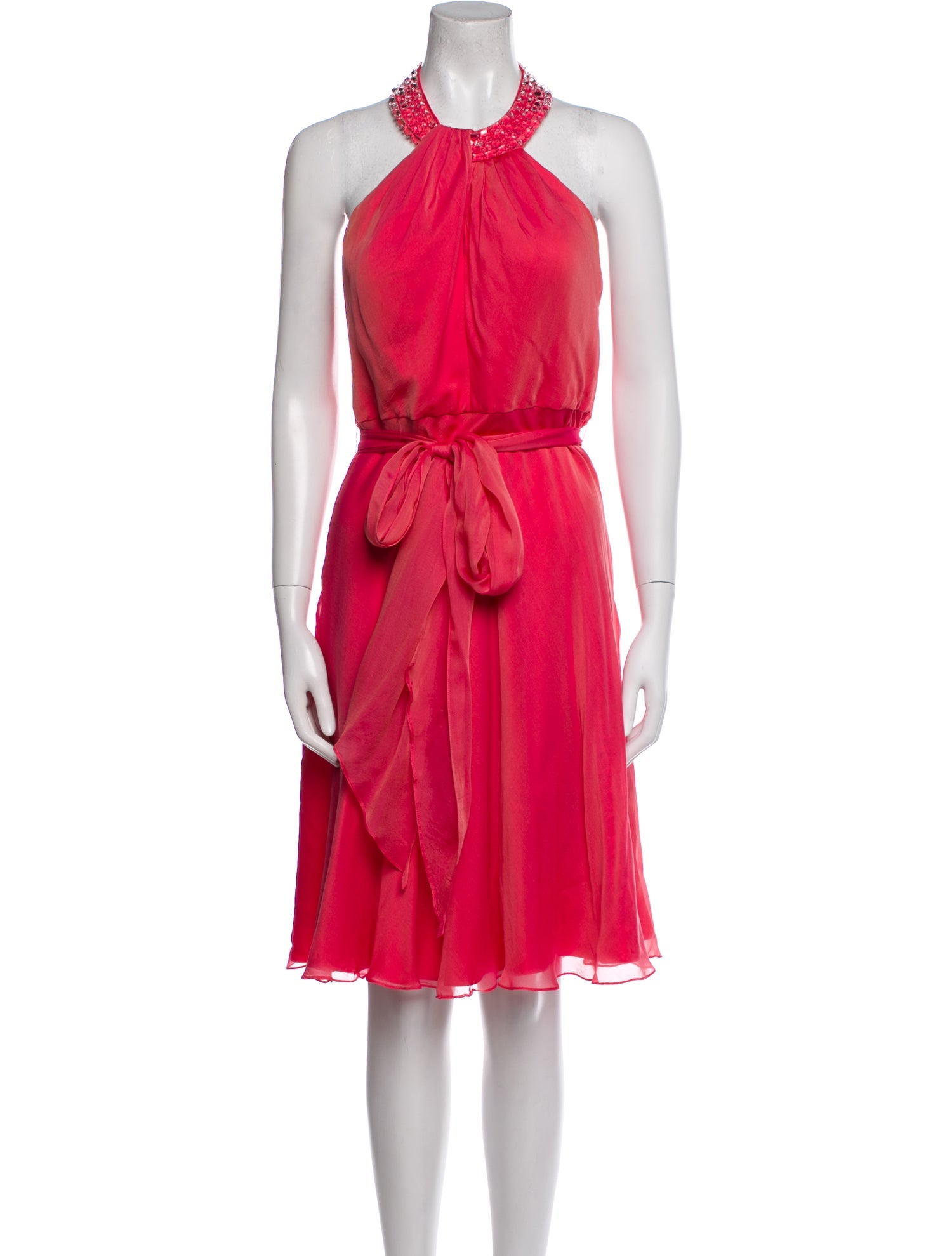 Carmen Marc Valvo Silk Knee-Length Dress