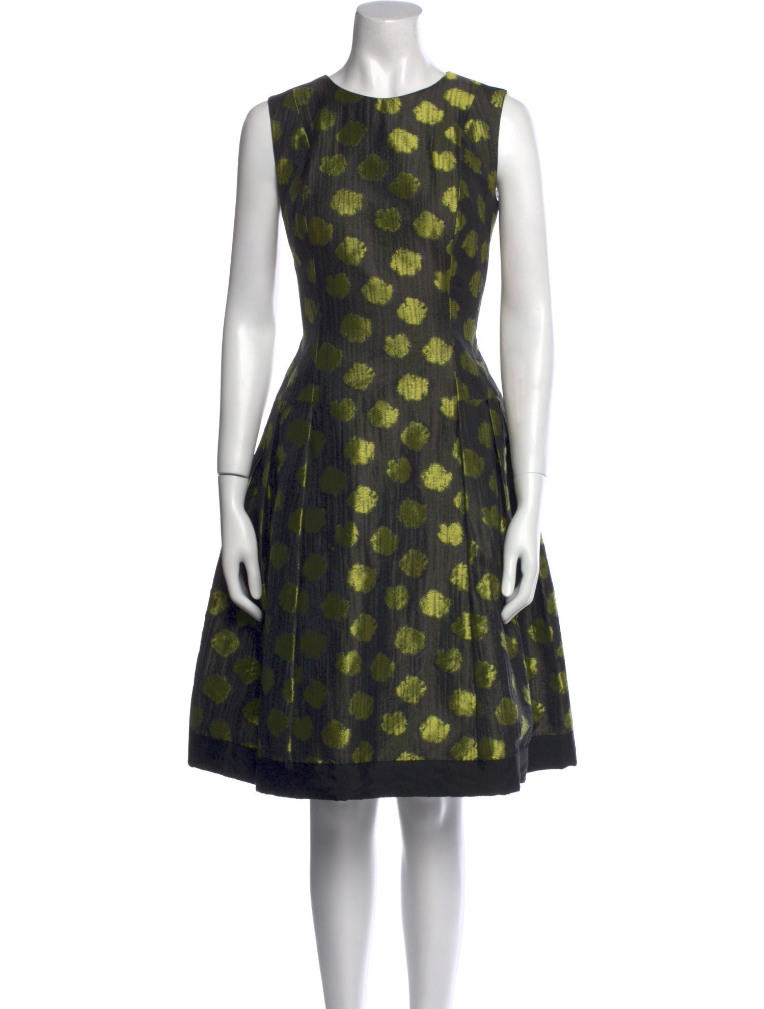 Carmen Marc Valvo Polka Dot Print Knee-Length Dress