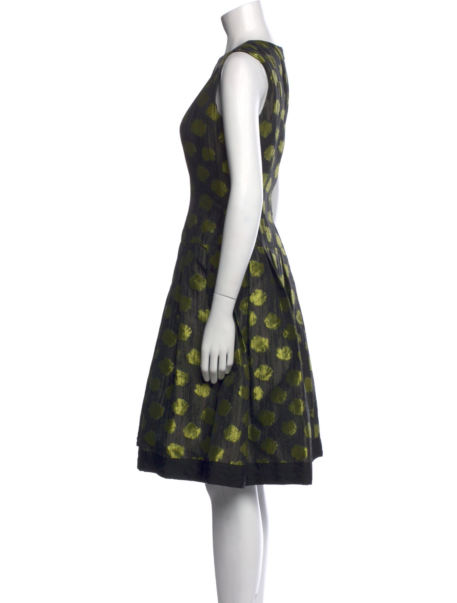 Carmen Marc Valvo Polka Dot Print Knee-Length Dress