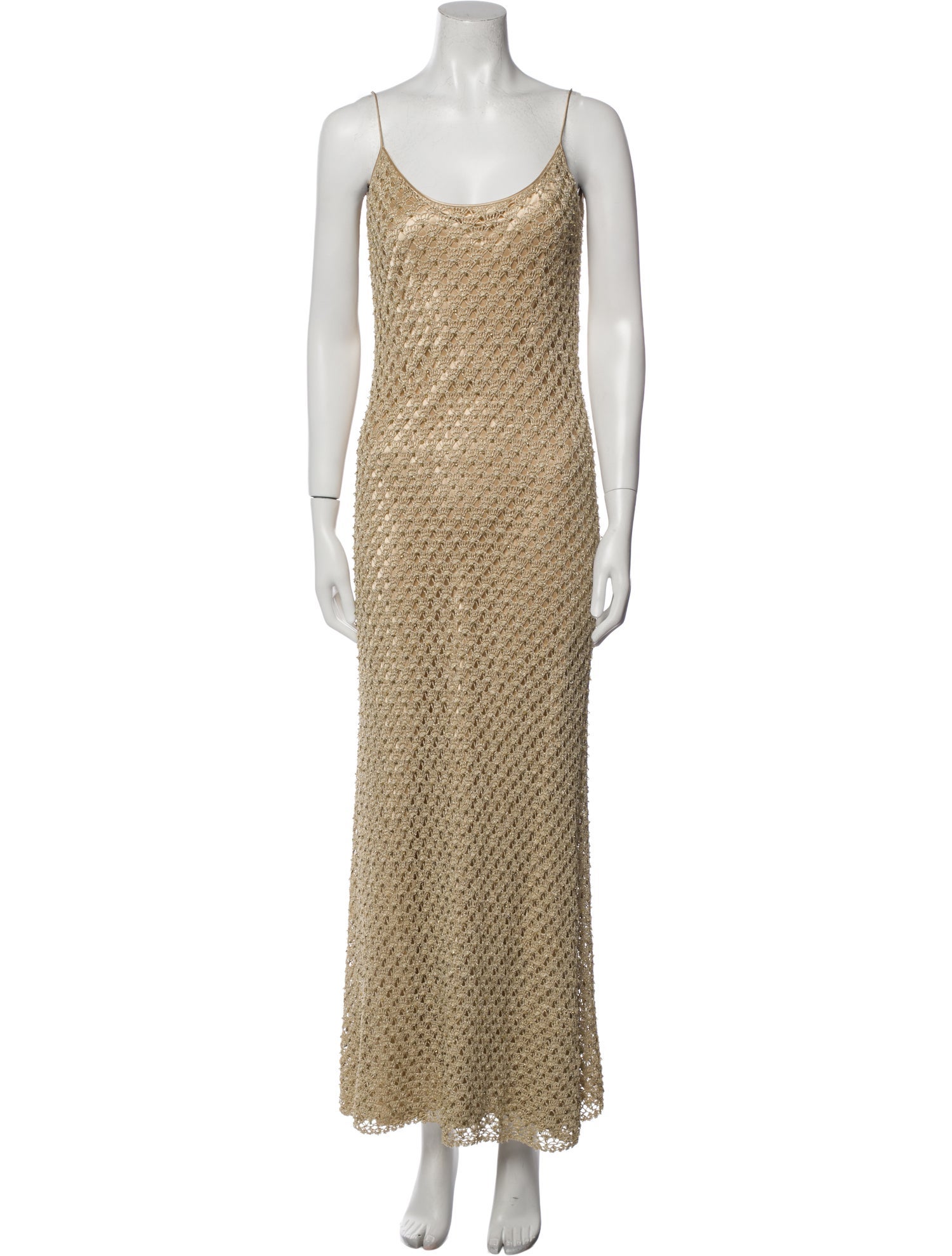 Carmen Marc Valvo Scoop Neck Long Dress