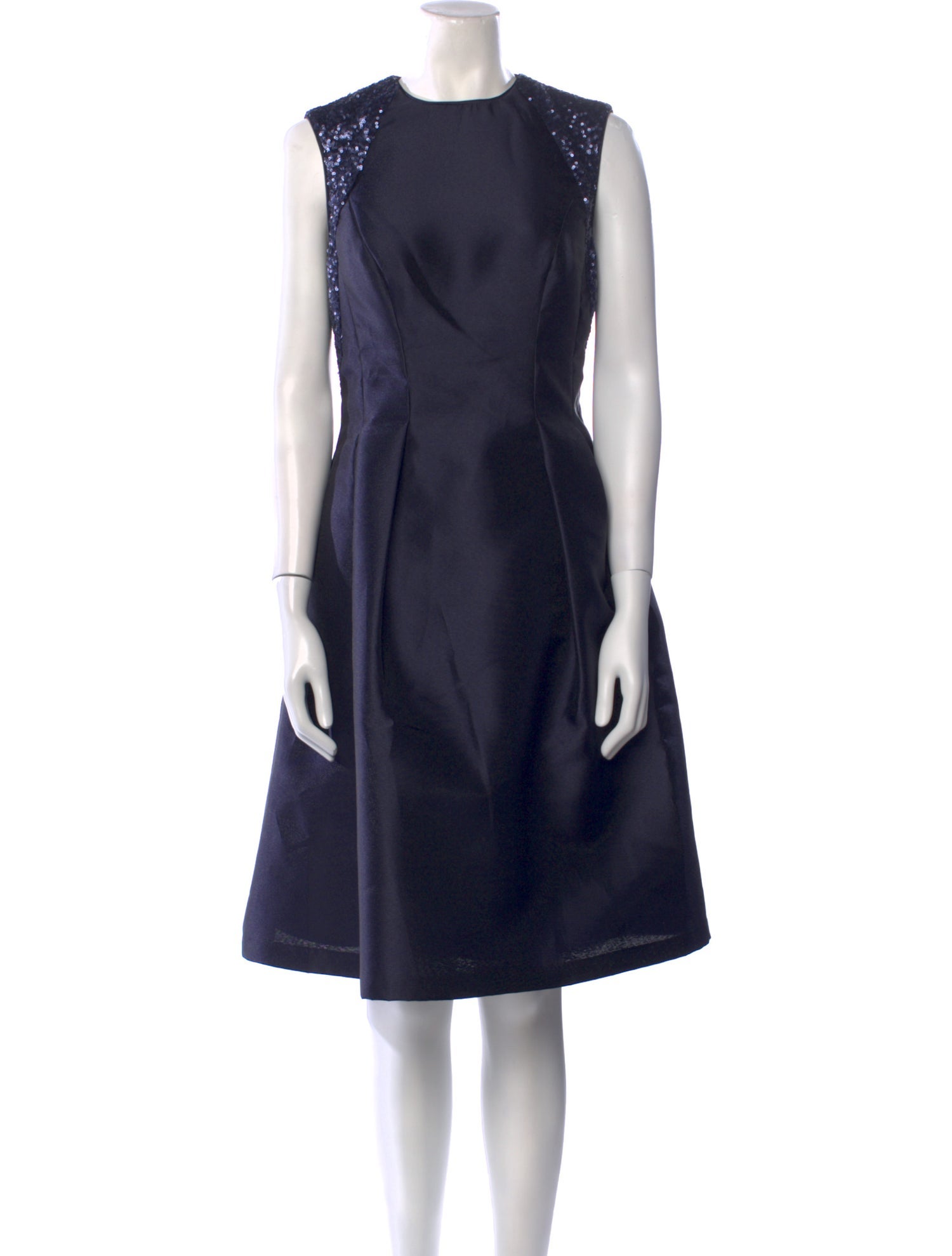 Carmen Marc Valvo Crew Neck Knee-Length Dress