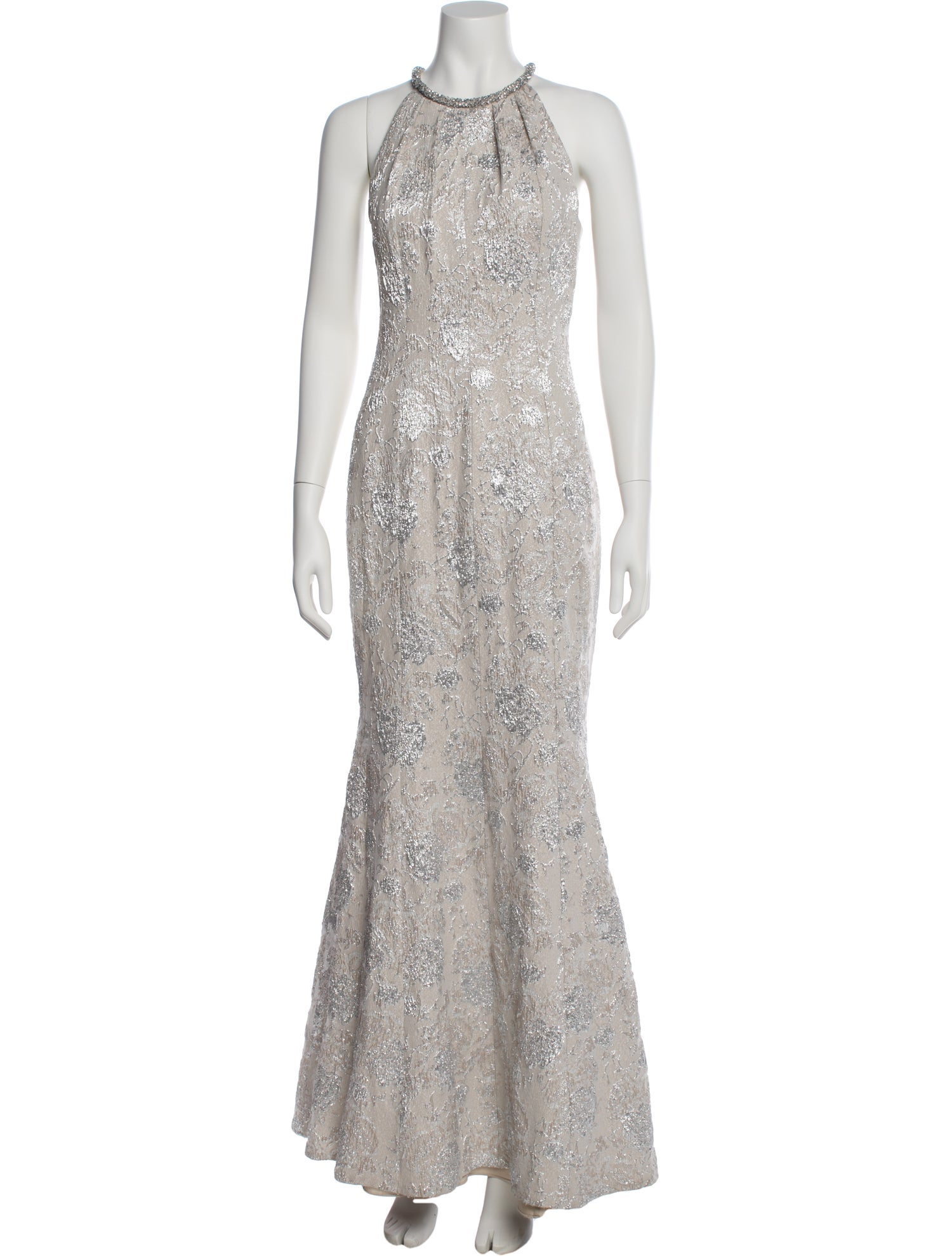 Carmen Marc Valvo Lace Pattern Long Dress