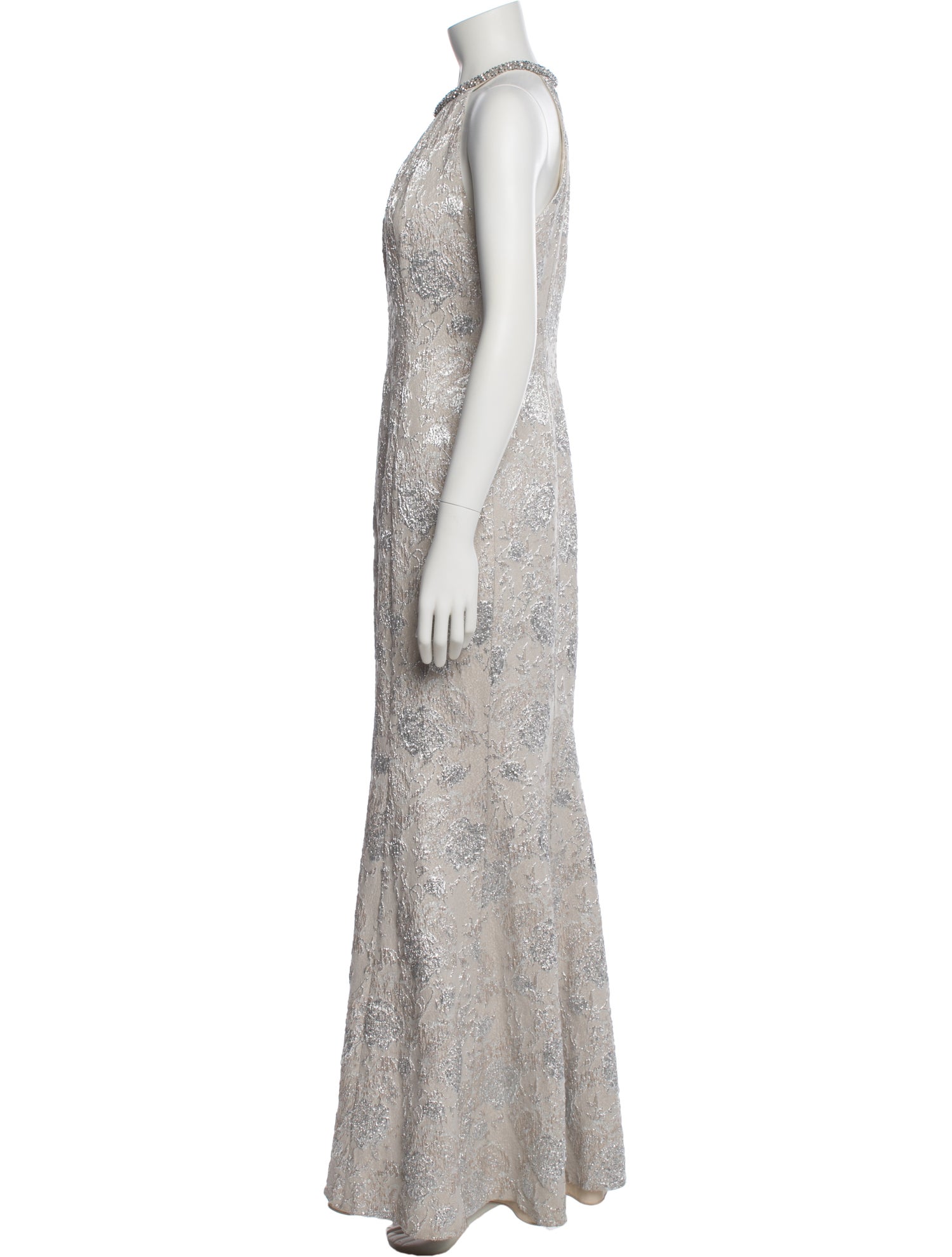 Carmen Marc Valvo Lace Pattern Long Dress