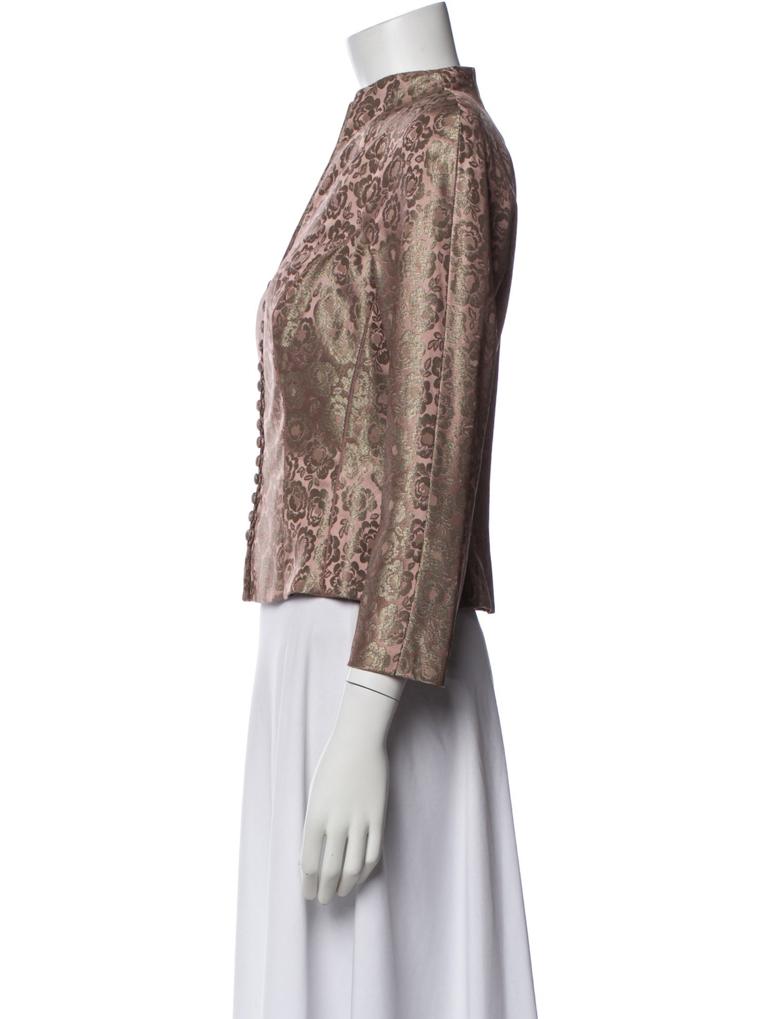 Carmen Marc Valvo Lace Floral Print Evening Jacket