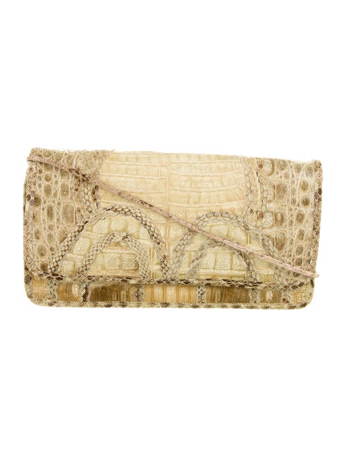Carlos Falchi Alligator Shoulder Bag Beige