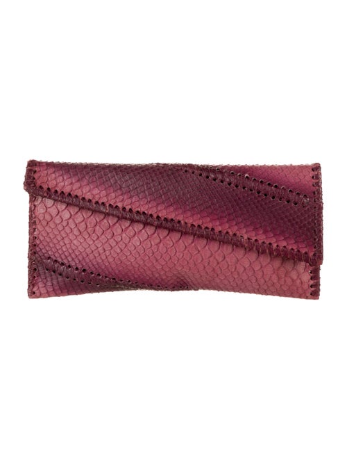 Carlos Falchi Python Flap Clutch Pink