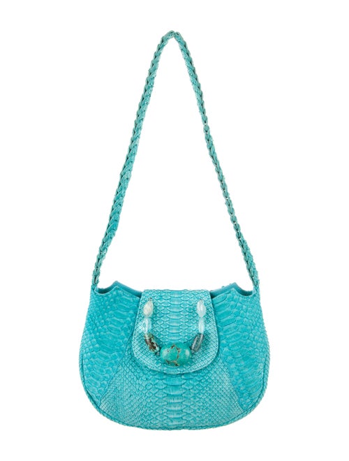 Carlos Falchi Snakeskin Shoulder Bag Blue
