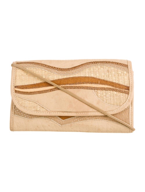 Carlos Falchi Leather-Trimmed Crossbody Gold