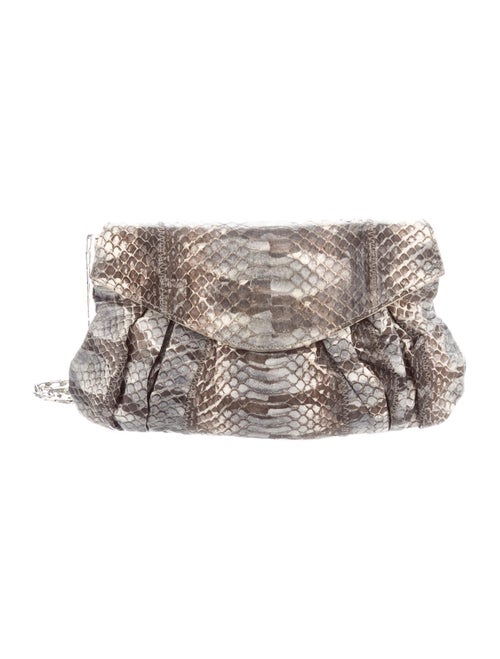 Carlos Falchi Embossed Leather Shoulder Bag Grey