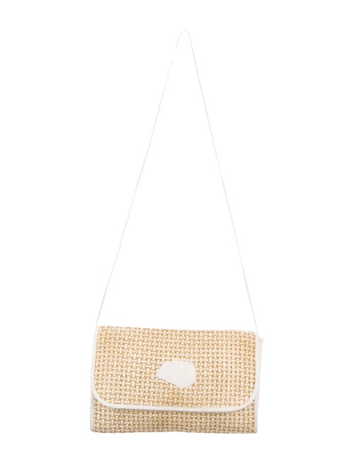Carlos Falchi Woven Straw Flap Shoulder Bag Gold