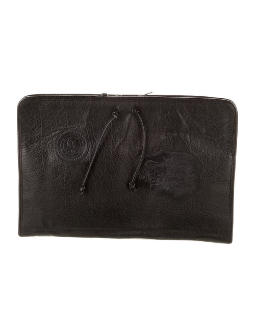 Carlos Falchi Leather Laptop Case Black