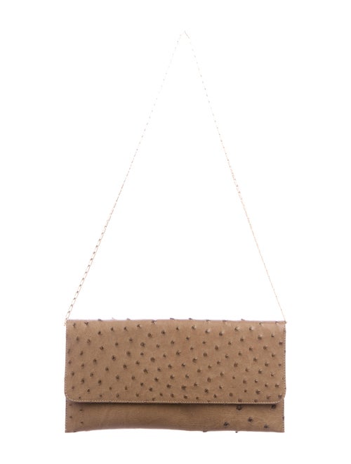 Carlos Falchi Ostrich Leather Clutch Brown