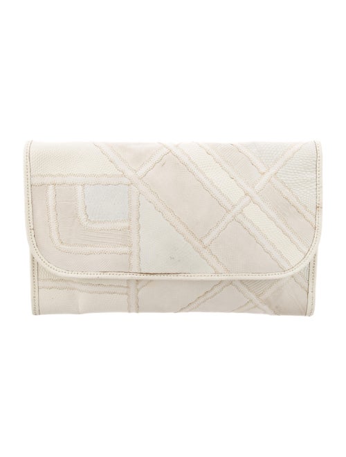 Carlos Falchi Lizard Clutch White