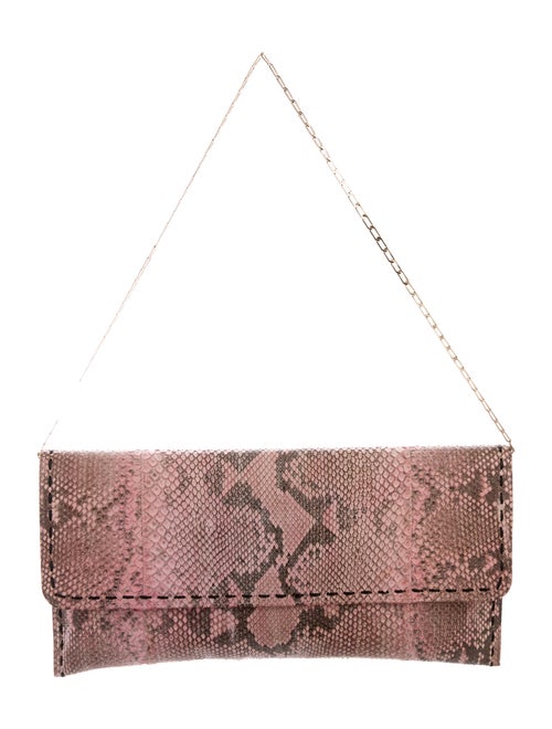 Carlos Falchi Snakeskin Clutch Gold