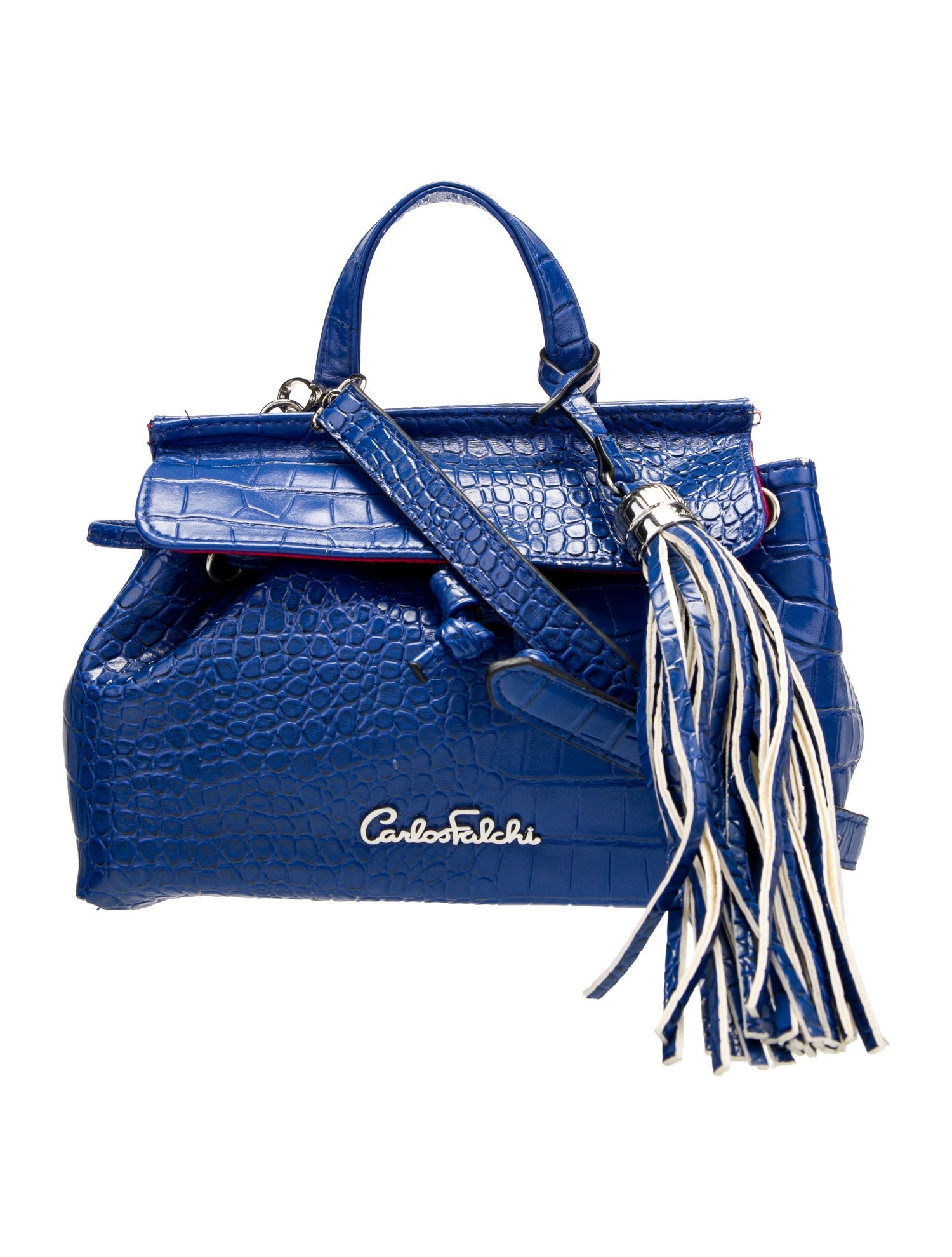 Carlos Falchi Embossed Leather Top Handle Bag