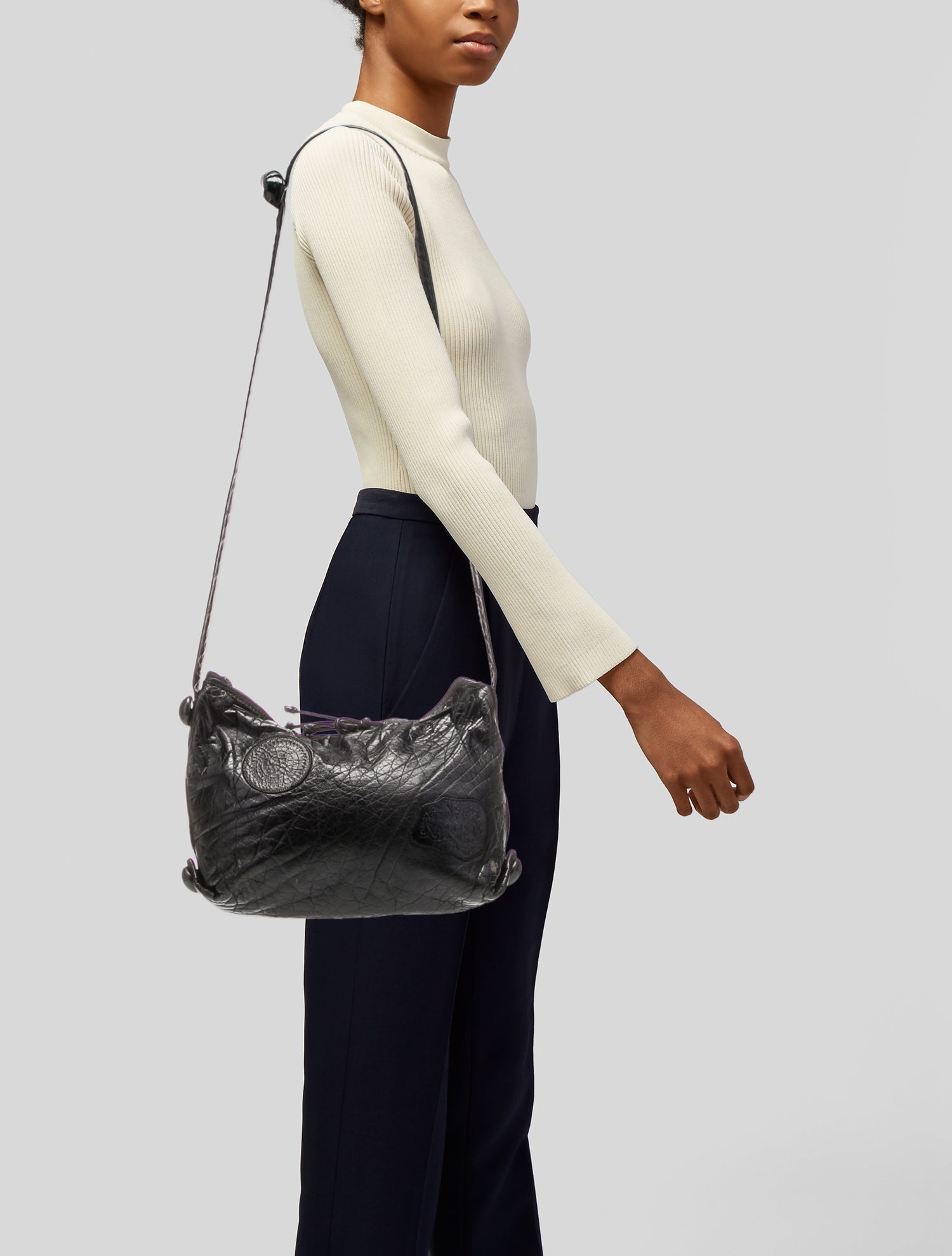 Carlos Falchi Leather Messenger Bag