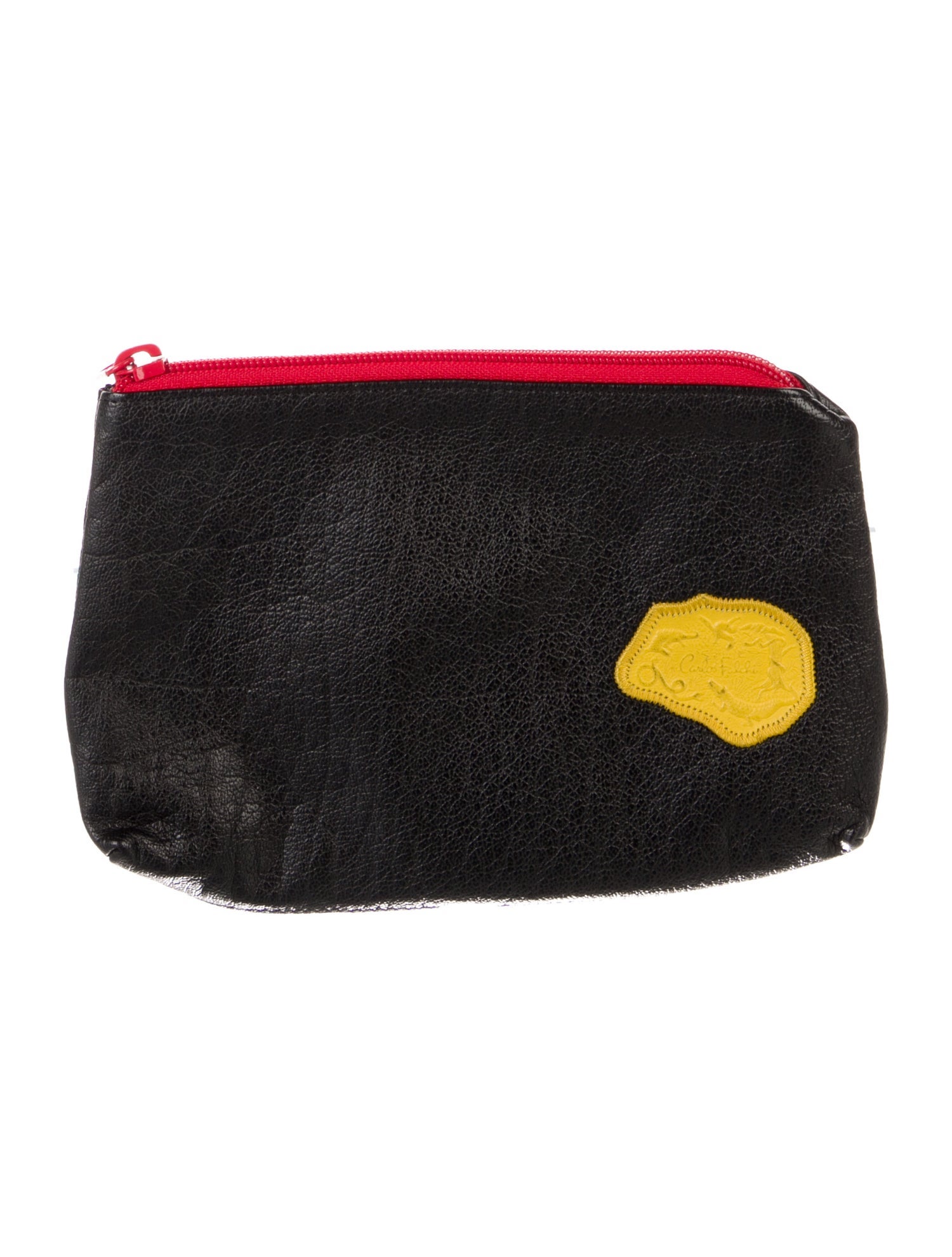 Carlos Falchi leather cosmetic bag