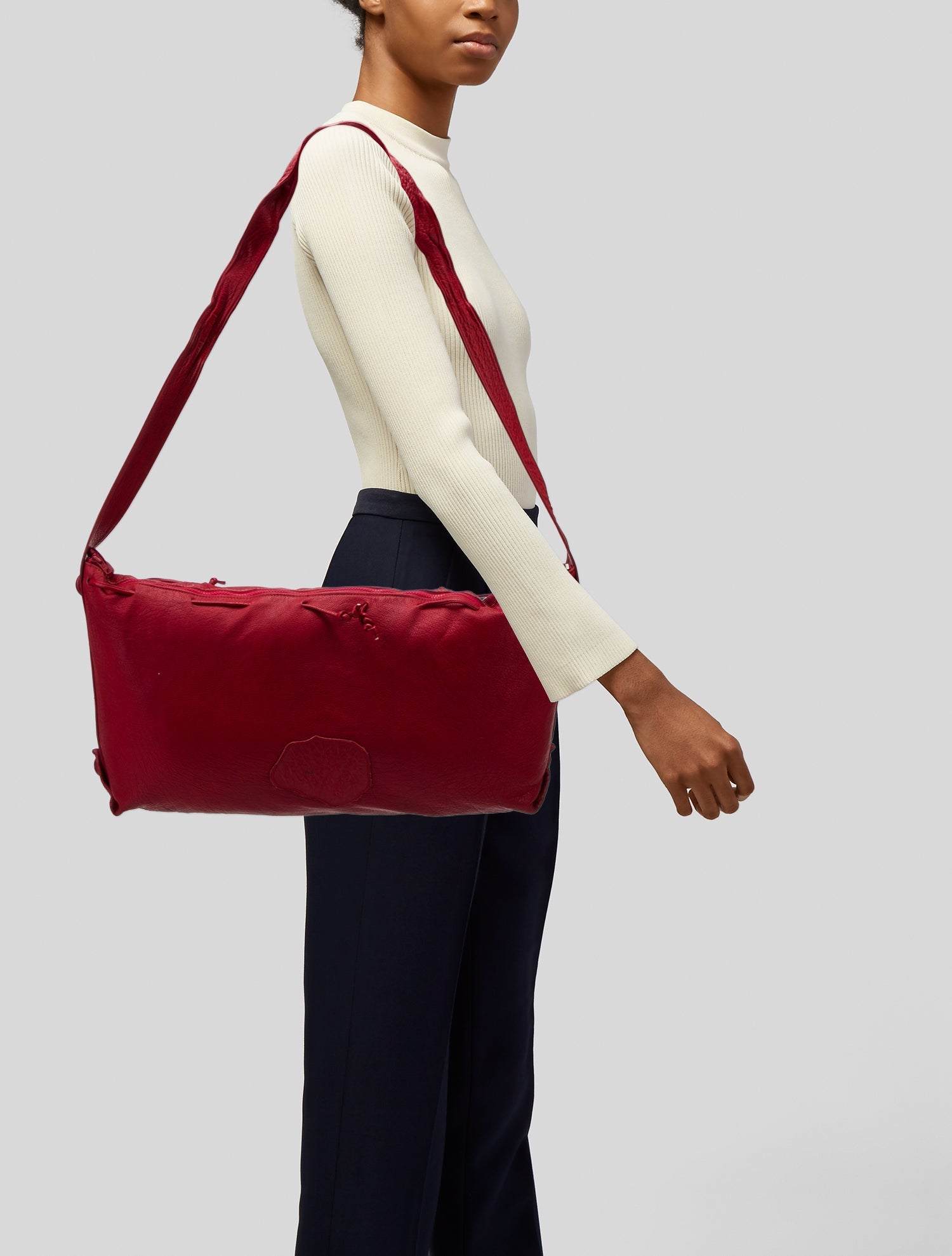 Carlos Falchi Leather Messenger Bag