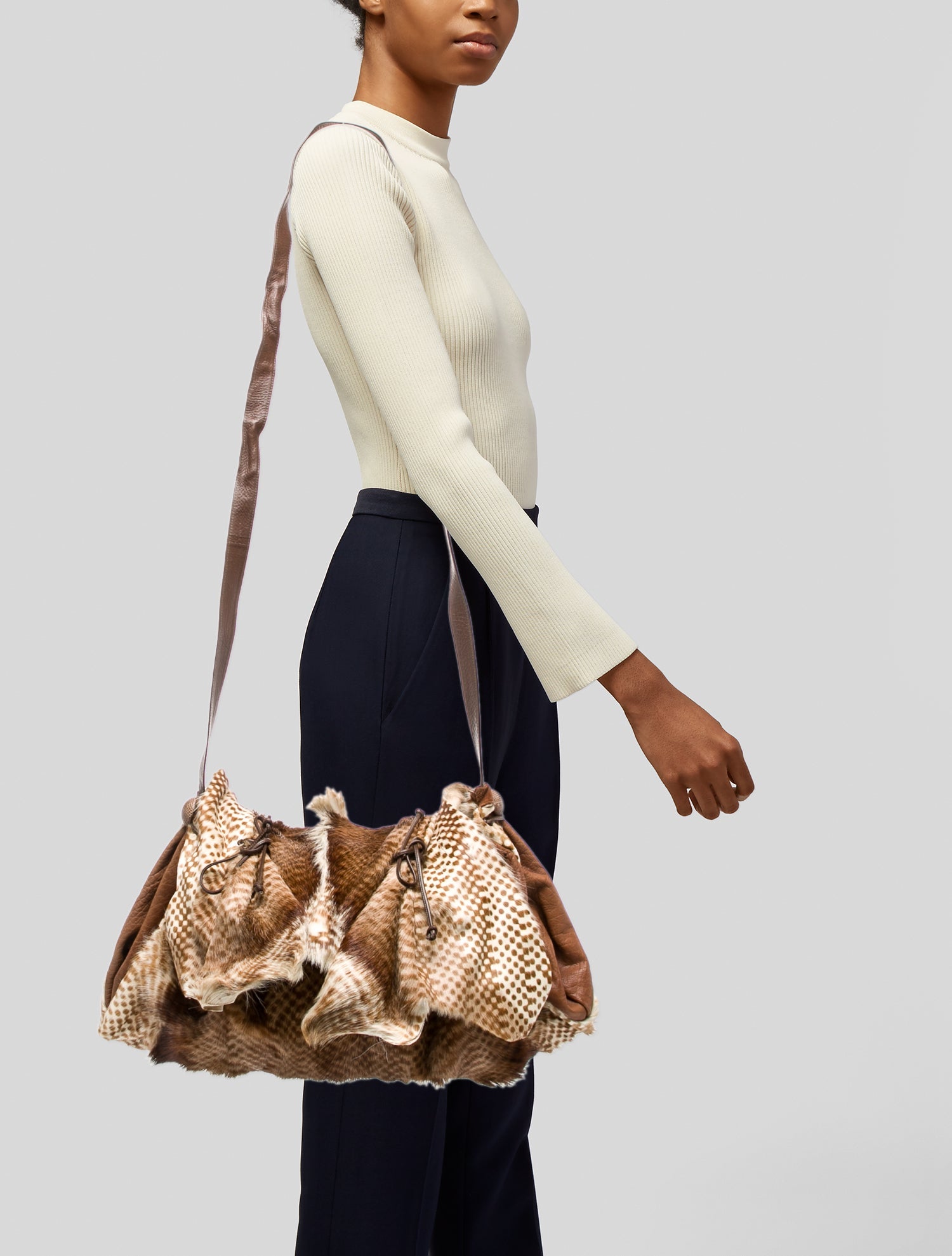 Carlos Falchi Fur Shoulder Bag