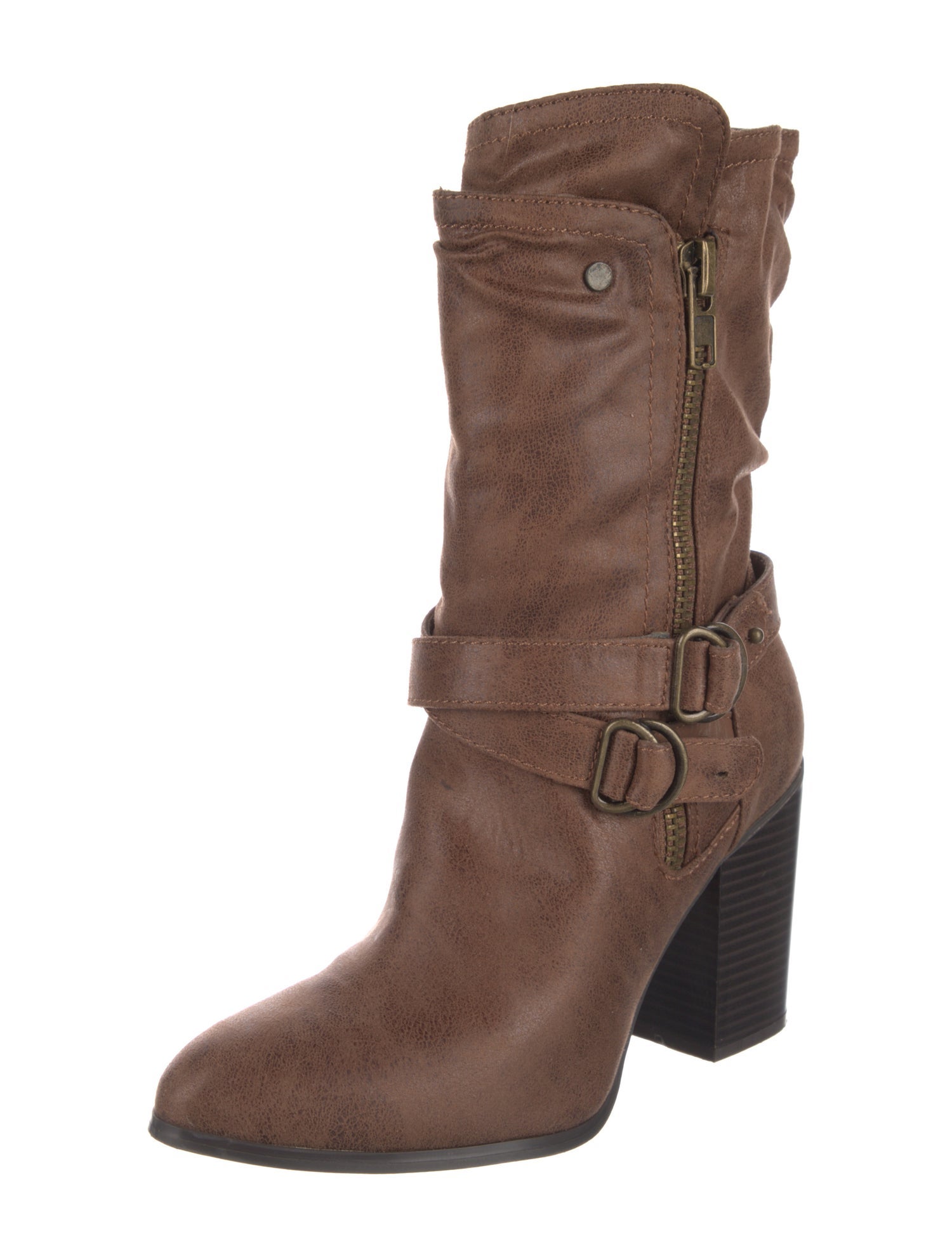 Carlos Falchi Leather Moto Boots