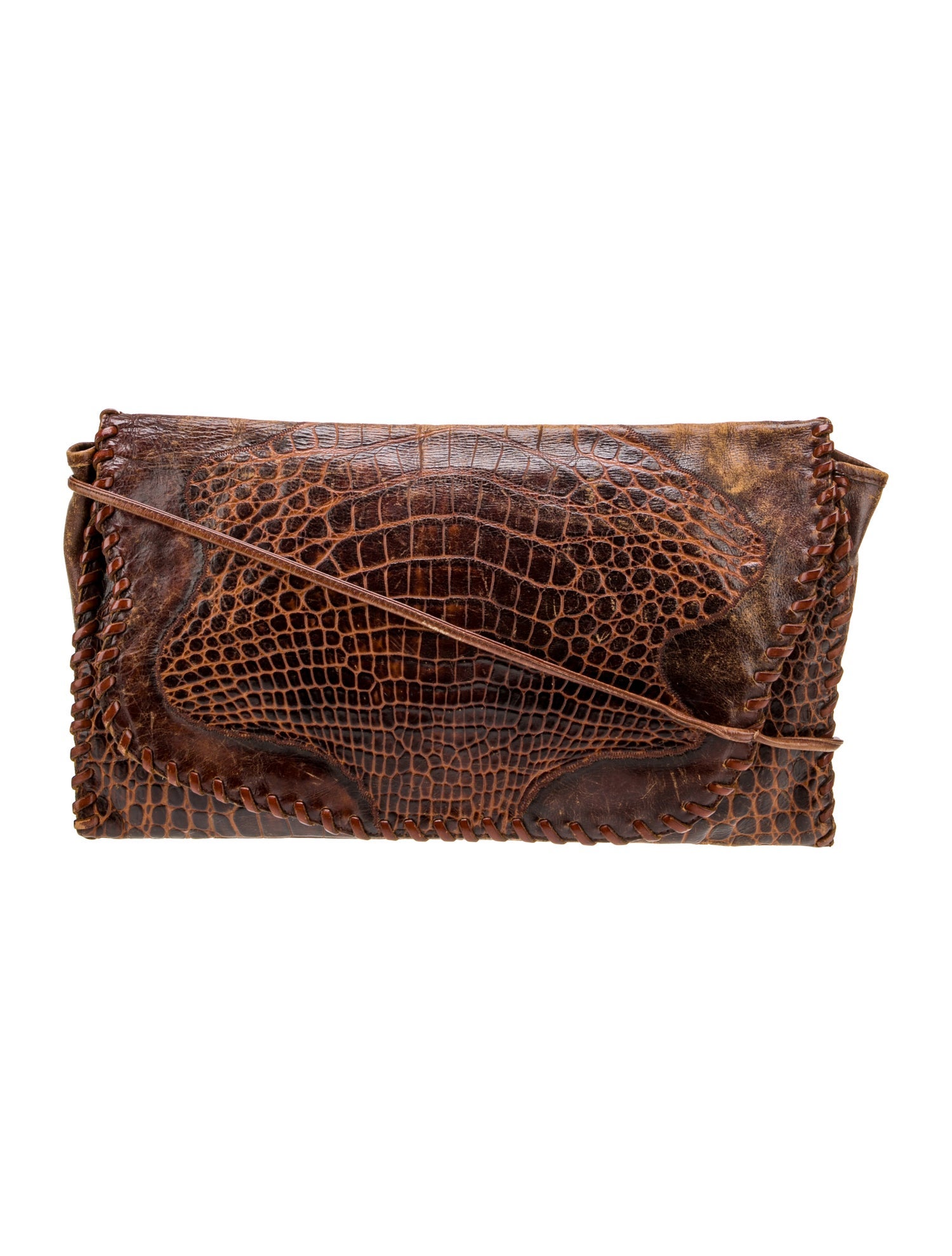 Carlos Falchi Embossed Leather Shoulder Bag