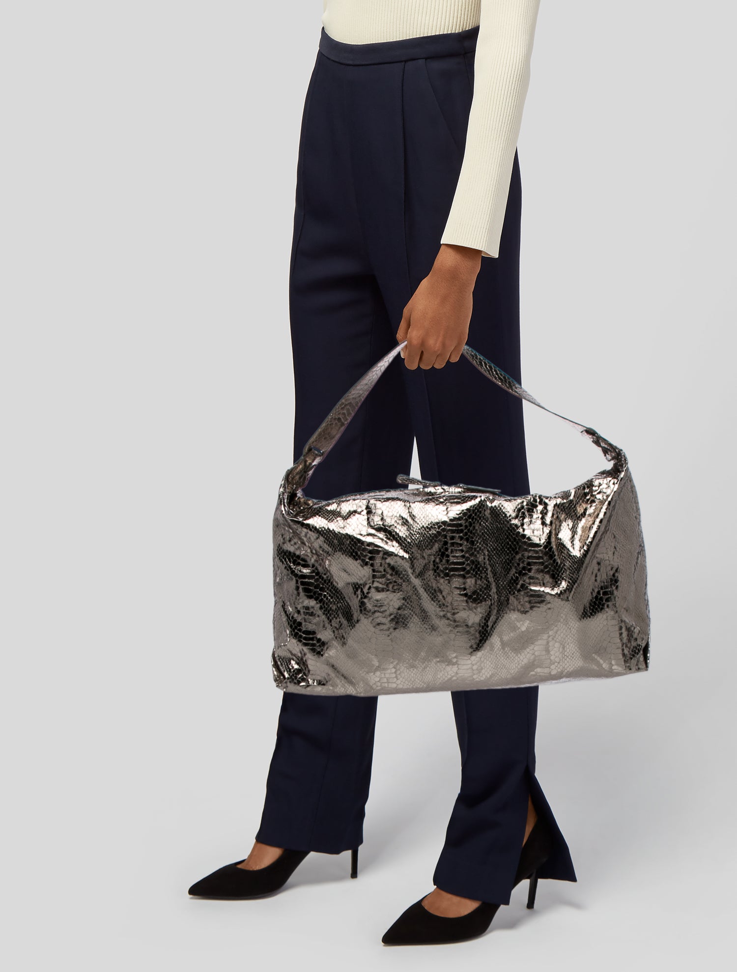 Carlos Falchi Embossed Leather Shoulder Bag