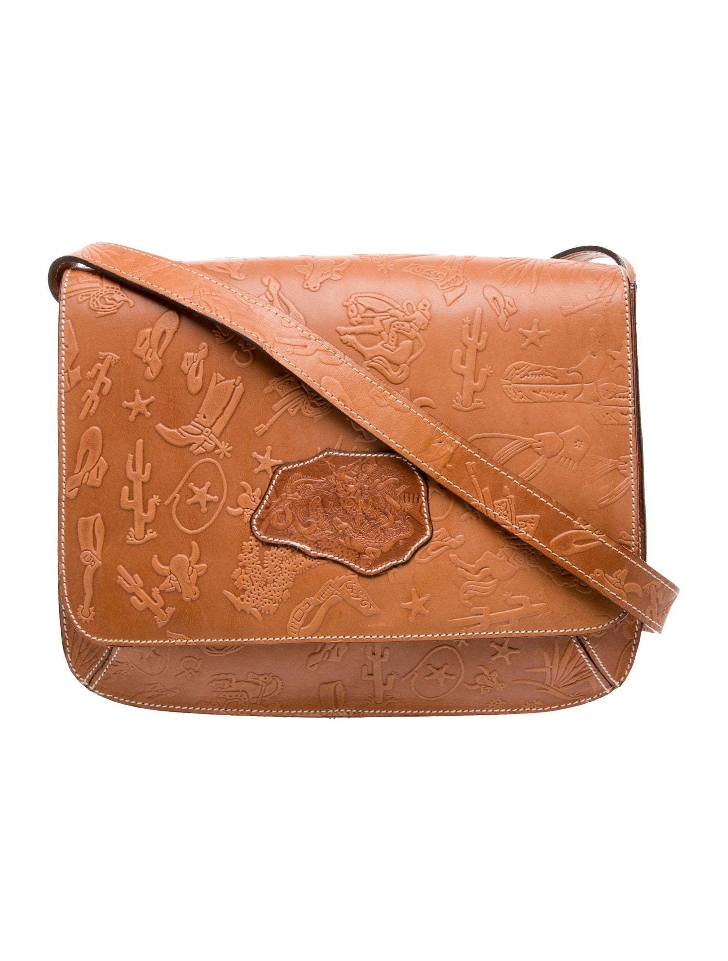 Carlos Falchi Leather Messenger Bag