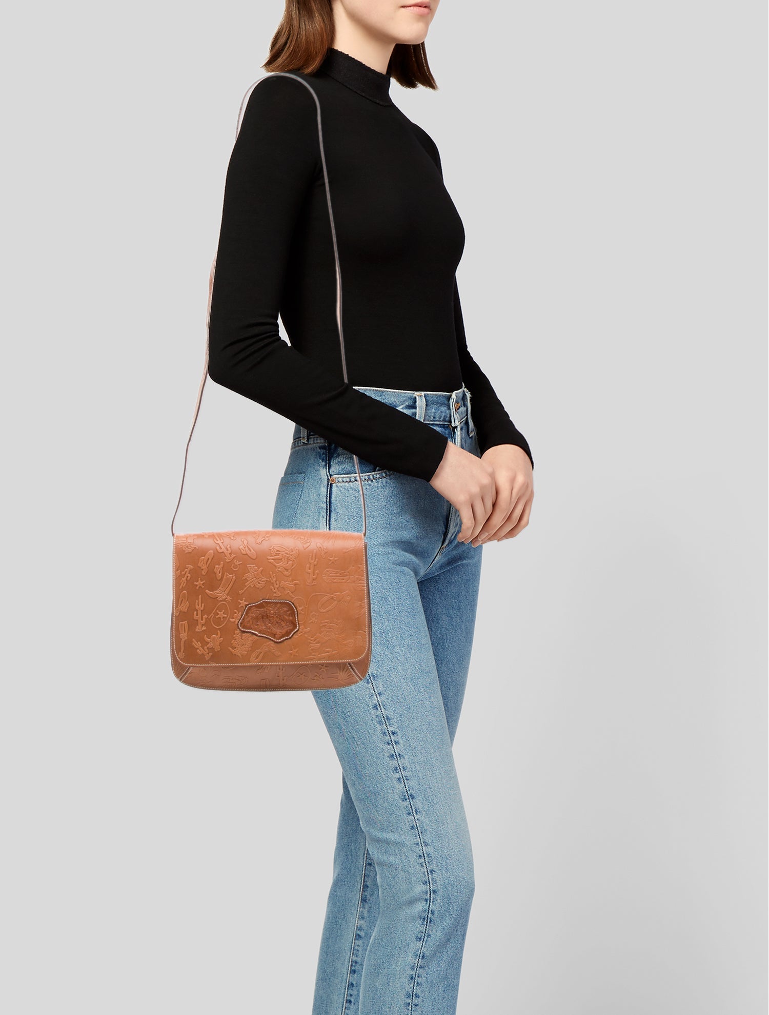 Carlos Falchi Leather Messenger Bag