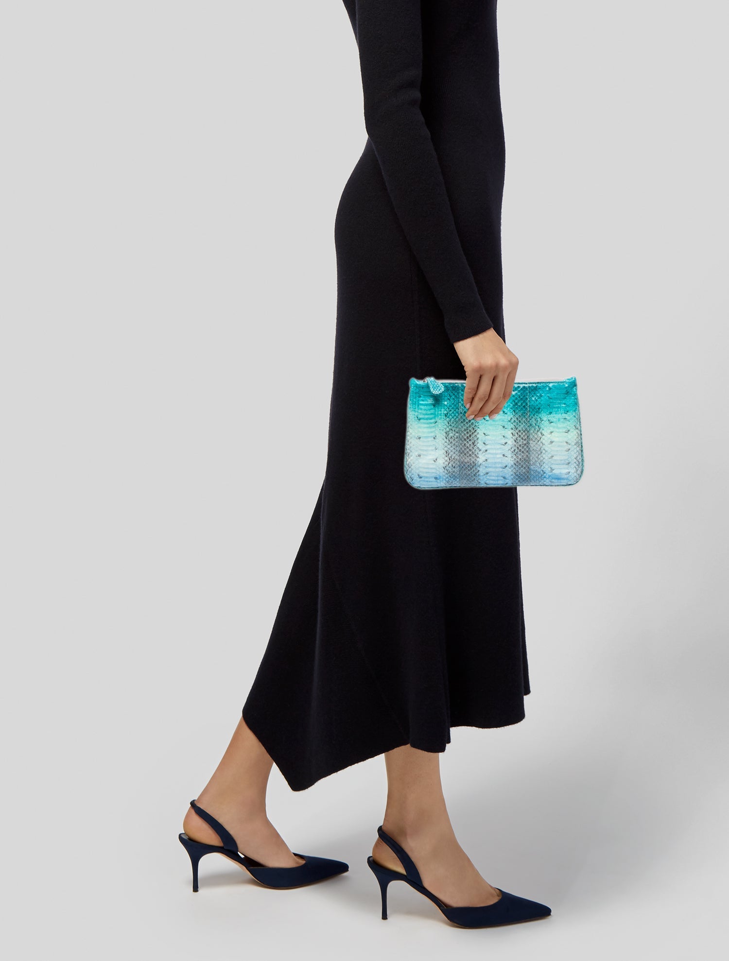 Carlos Falchi Embossed Leather Clutch