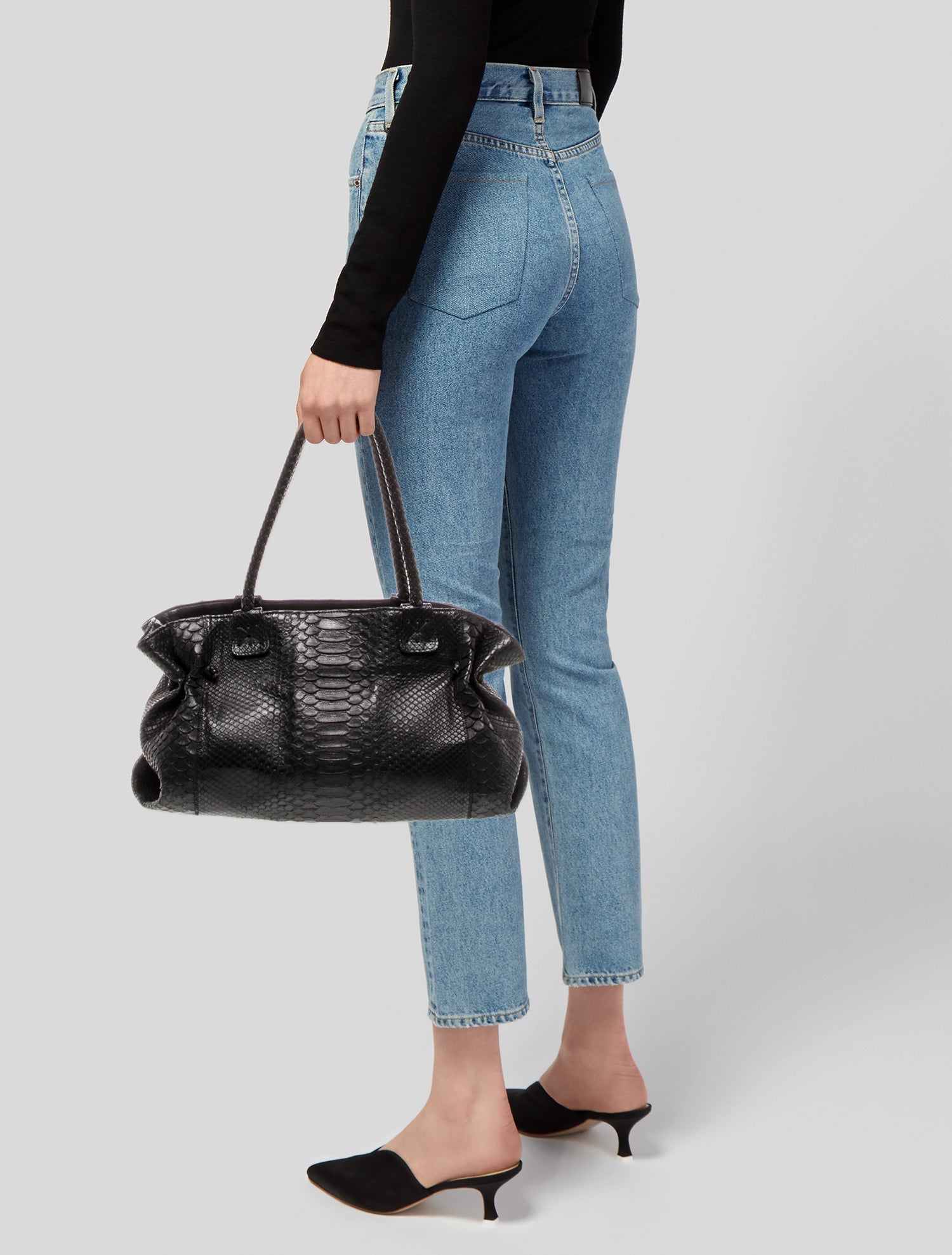 Carlos Falchi Embossed Leather Shoulder Bag