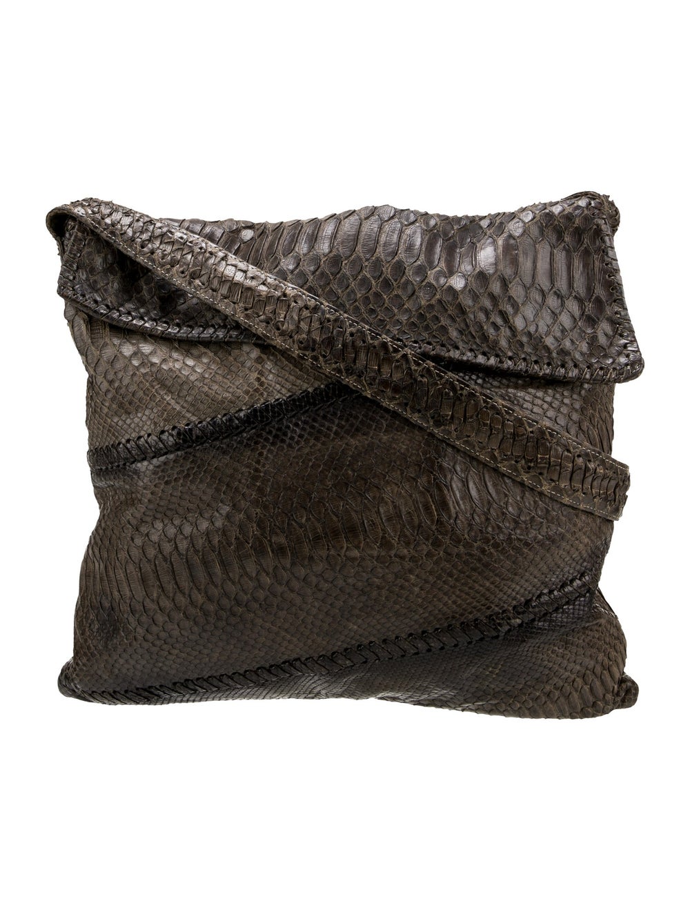 Carlos Falchi Shoulder Bag Brown Python Single Sh… - image 1